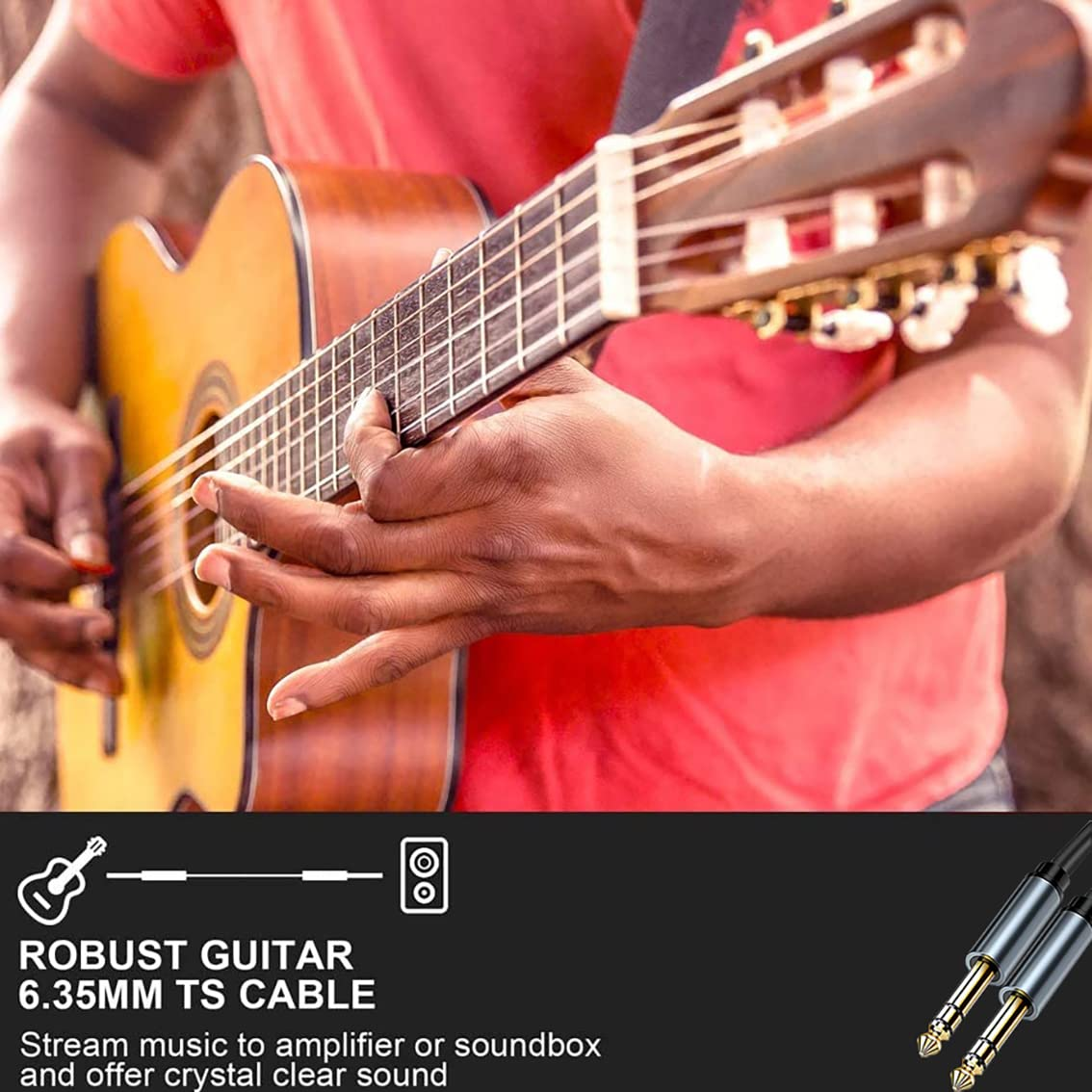 1/4 Inch TRS Instrument Cable, Tunghey 6.35Mm Male Jack Stereo Audio Cord, 6.35 Balanced Interconnect Line for Electric Guitar, Bass,Keyboard, Mixer, Amplifier, Speaker (0.5M) - 2M image number 5