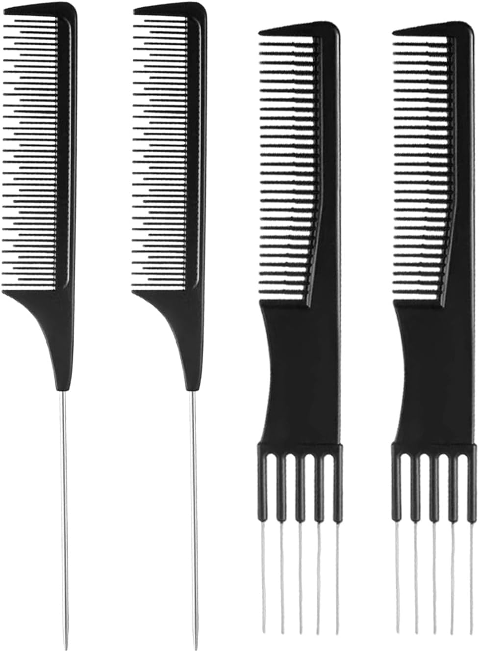 2 Pieces Needle Comb and 2 Pieces Pointed Tail Comb, Hair Comb, Women'S Comb, Protruding Comb, Fine Tooth Comb, Metal Comb, Forked Comb image number 1