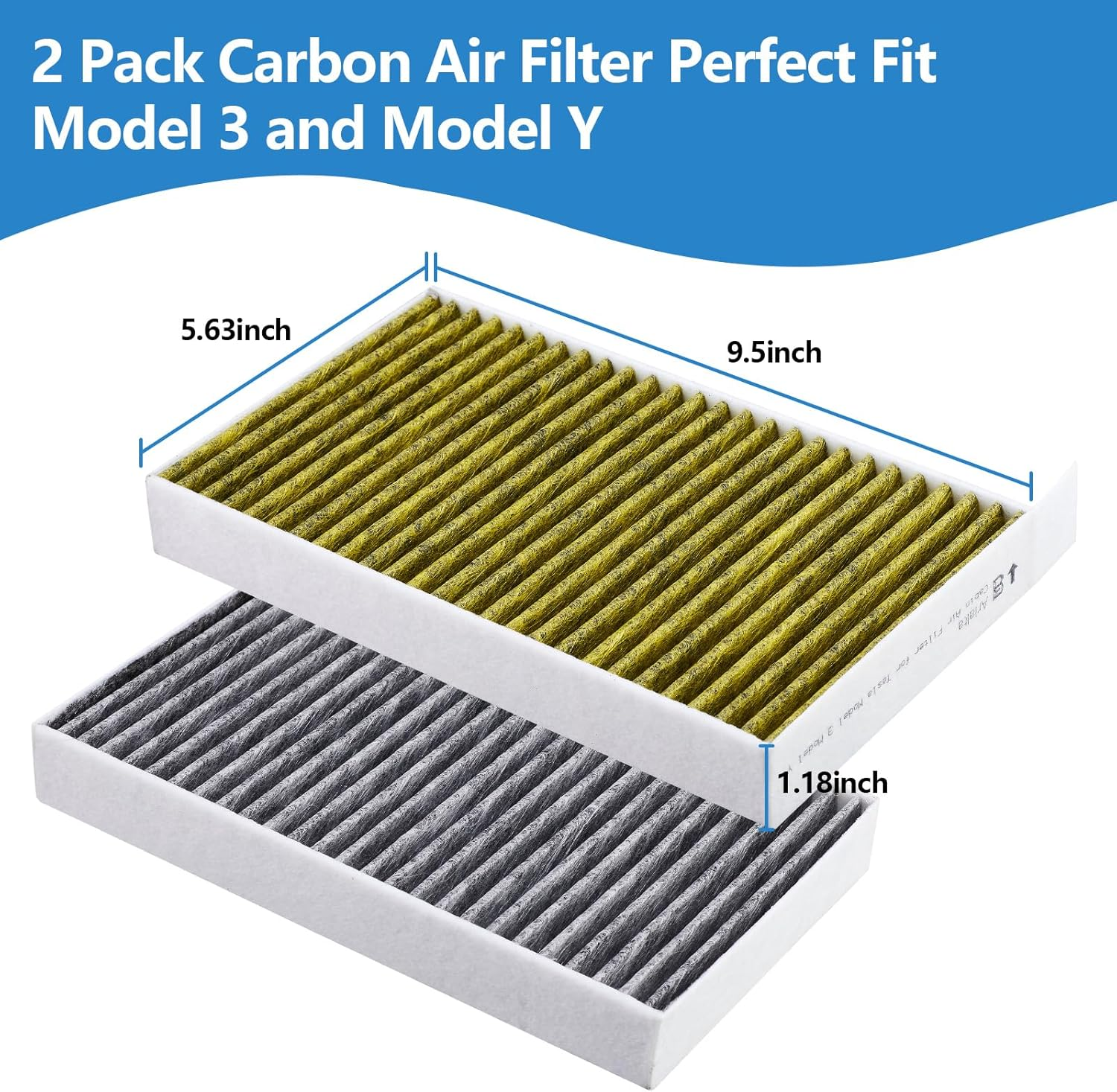 Arlalta Tesla Model 3/ Y Air Filter, HEPA, Activated Carbon, 2 Pack image number 6