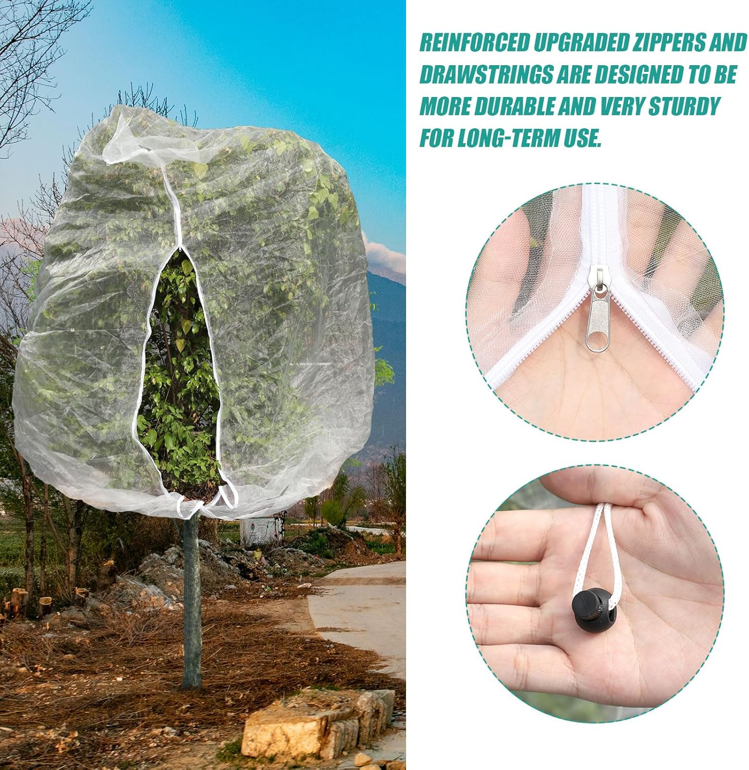 10Ftx10Ft Large Fruit Tree Netting Bags, Bird Netting for Fruit Trees Cicada Tree Netting for Fruits Tree Garden Vegetables Protection