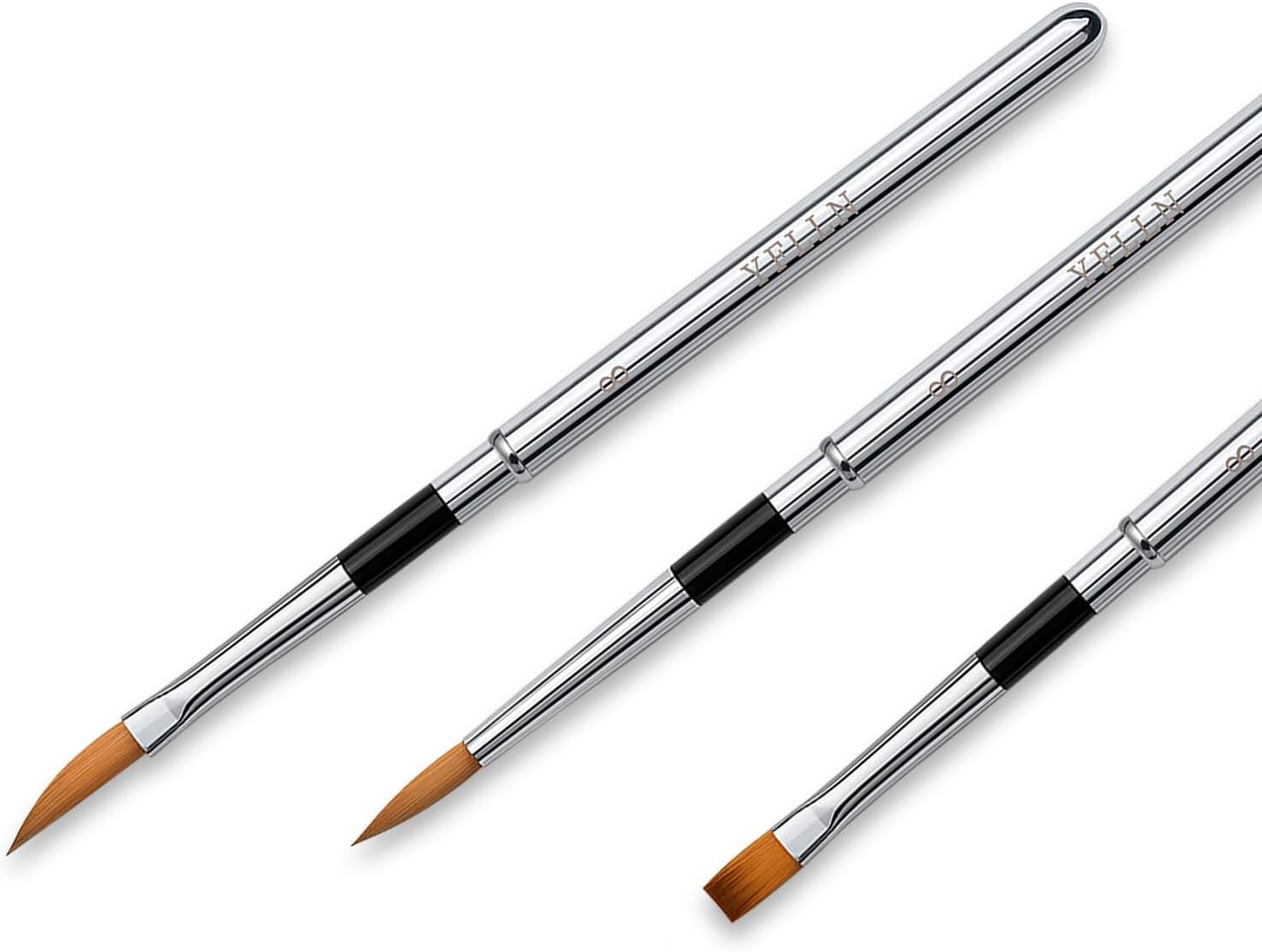 Travel Paintbrush Brushes, 3Pcs Watercolor Travel Brushes with Leather Pouch - Fine Point Rounds Flat for Watercolor Gouache Ink Painting image number 5