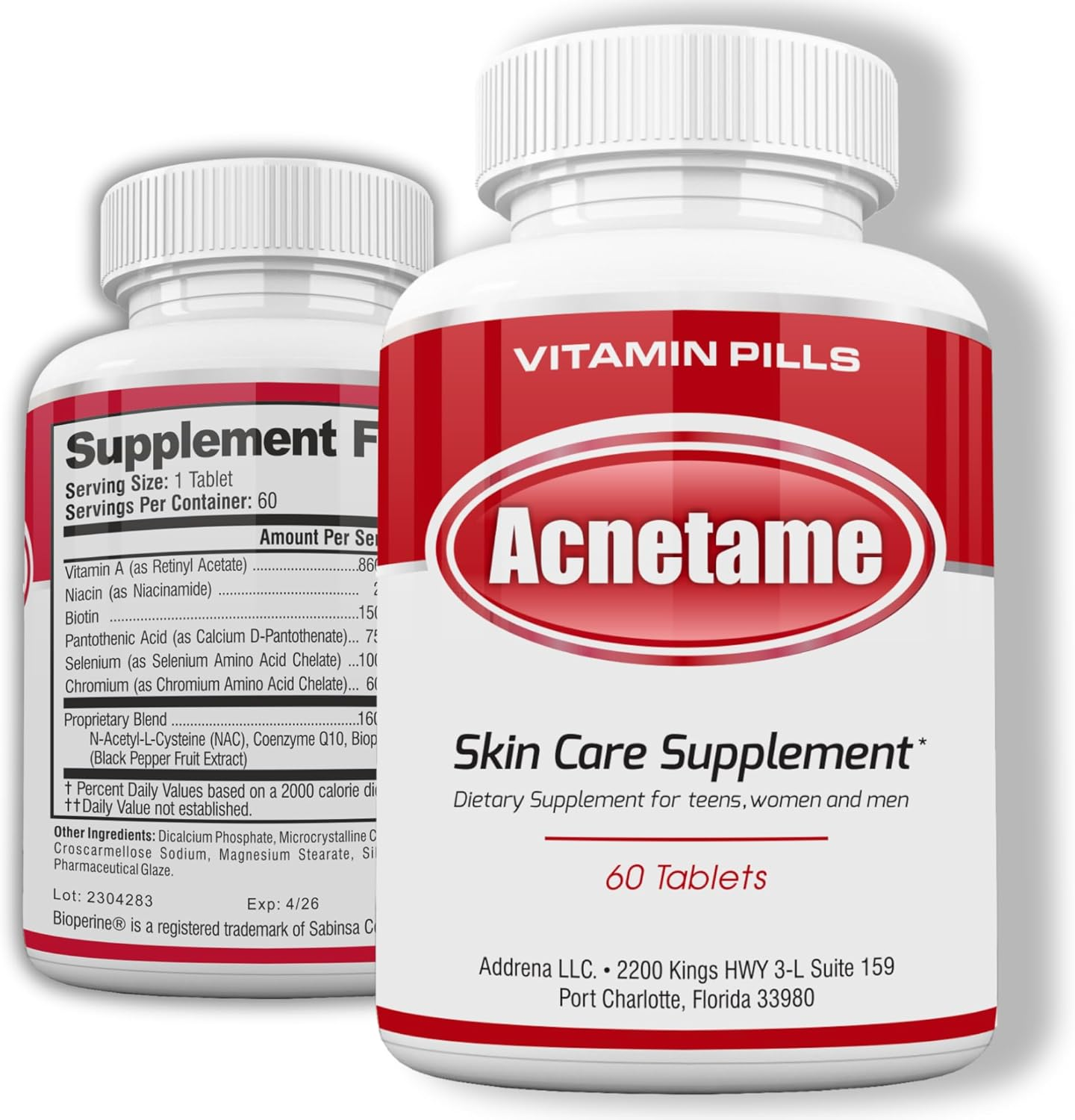 Acnetame Pills- Vitamin Supplements for Acne Treatment- Natural Clear Skin from Hormonal Cystic Pimples- Oily Skin Vitamins Pill for Women, Teen, Men, & Adults 60 Tablets image number 4