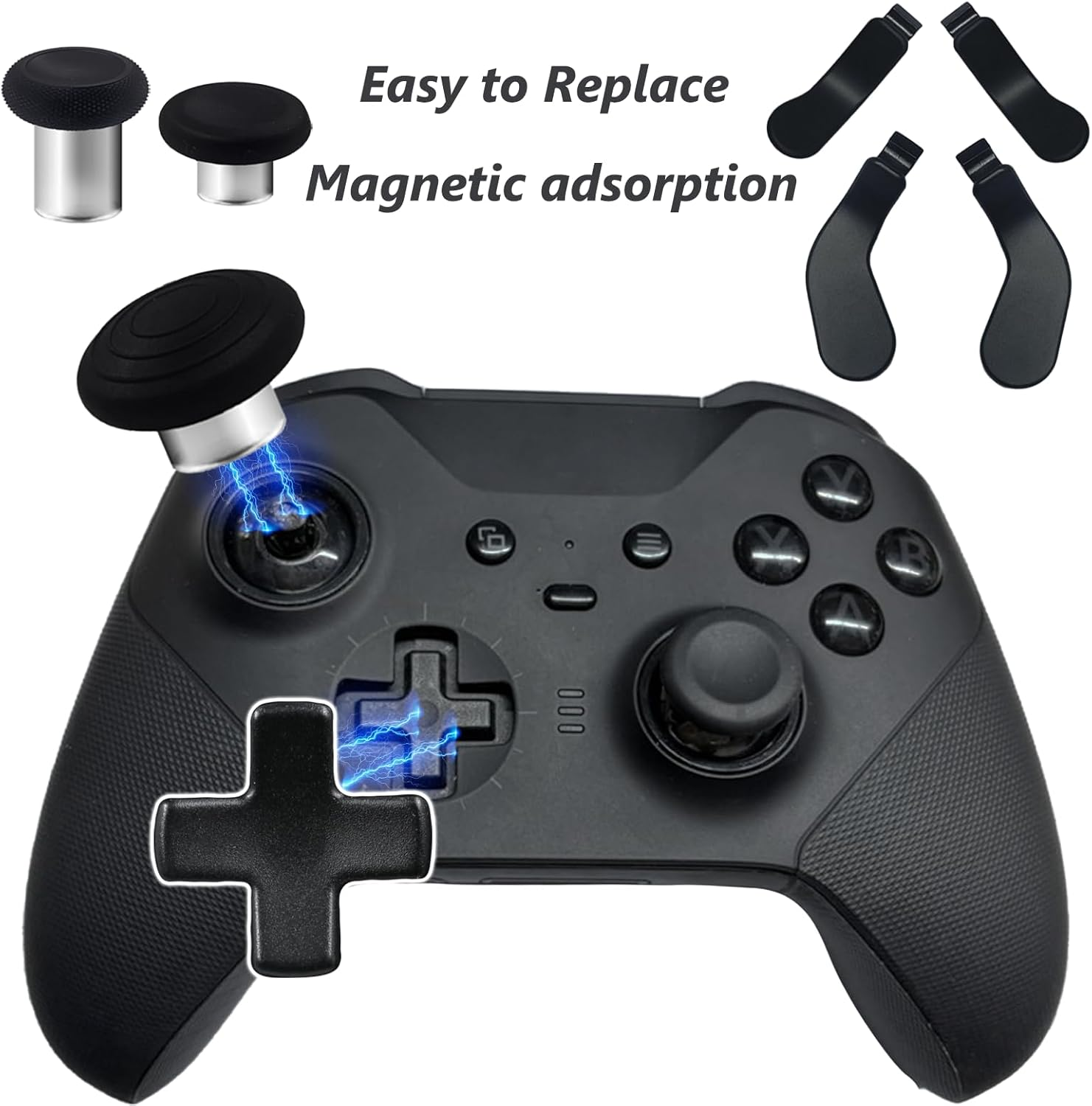 9 Pack Elite Series 2 Core Controller Paddles for Xbox Elite Series 2 Core,Elite Series 2 Controller Accessories for Xbox Elite 2 Core Controller Replacement Kits with 4 Joysticks,4 Paddles,1 D-Pads(Black) image number 5