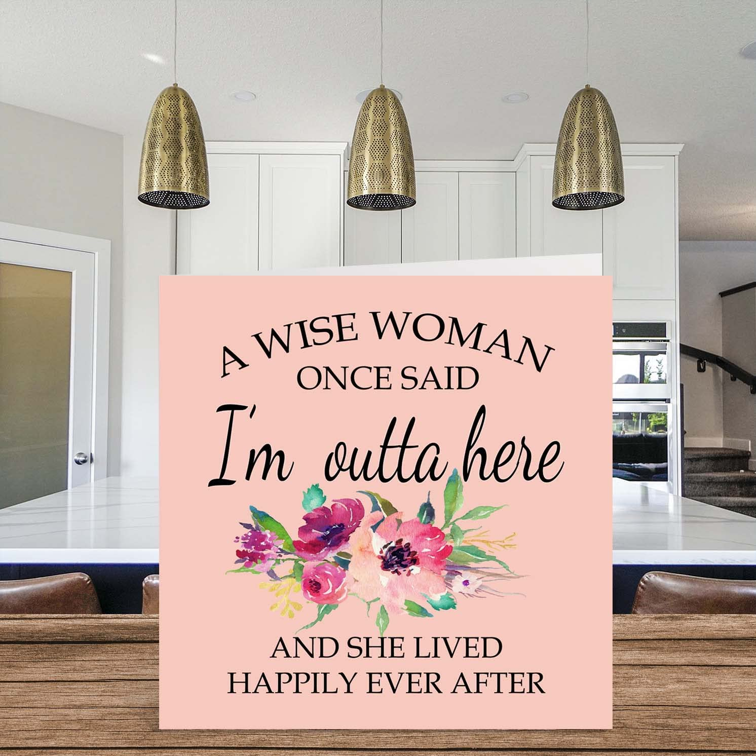 Retirement Card for Women Her - a Wise Woman Once Said I'M Outta Here - Humorous Funny Leaving Cards for Work Colleagues, 145Mm X 145Mm Birthday Greeting Cards, Happy Retirement Cards for Women - Women image number 2