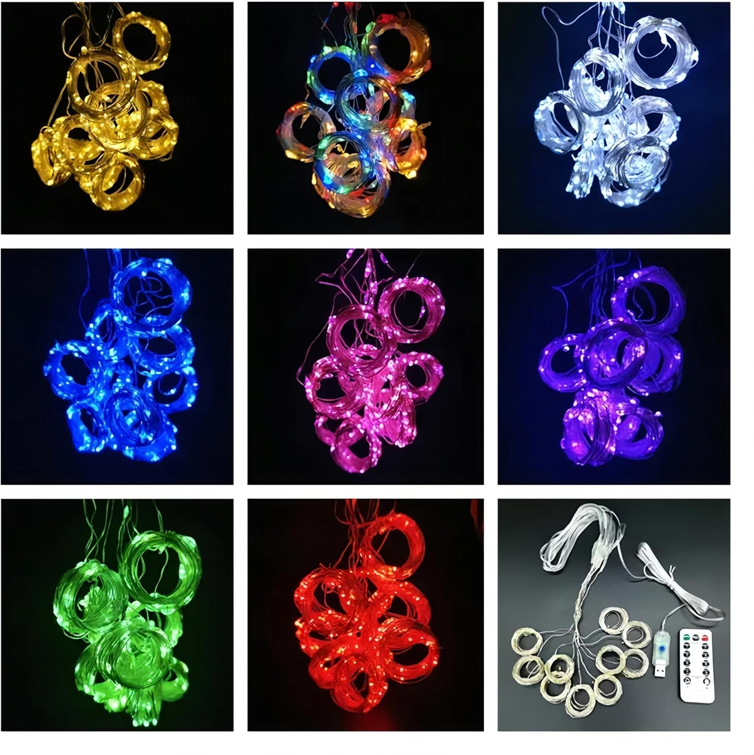 Clearhill 3 * 3Curtain String Lights, 300Led，Pink，8 Modes Fairy Hanging Lights with Remote & Timer, USB Operated, Waterproof for Indoor/Outdoor Decorations - Bedroom, Wedding, Party image number 6