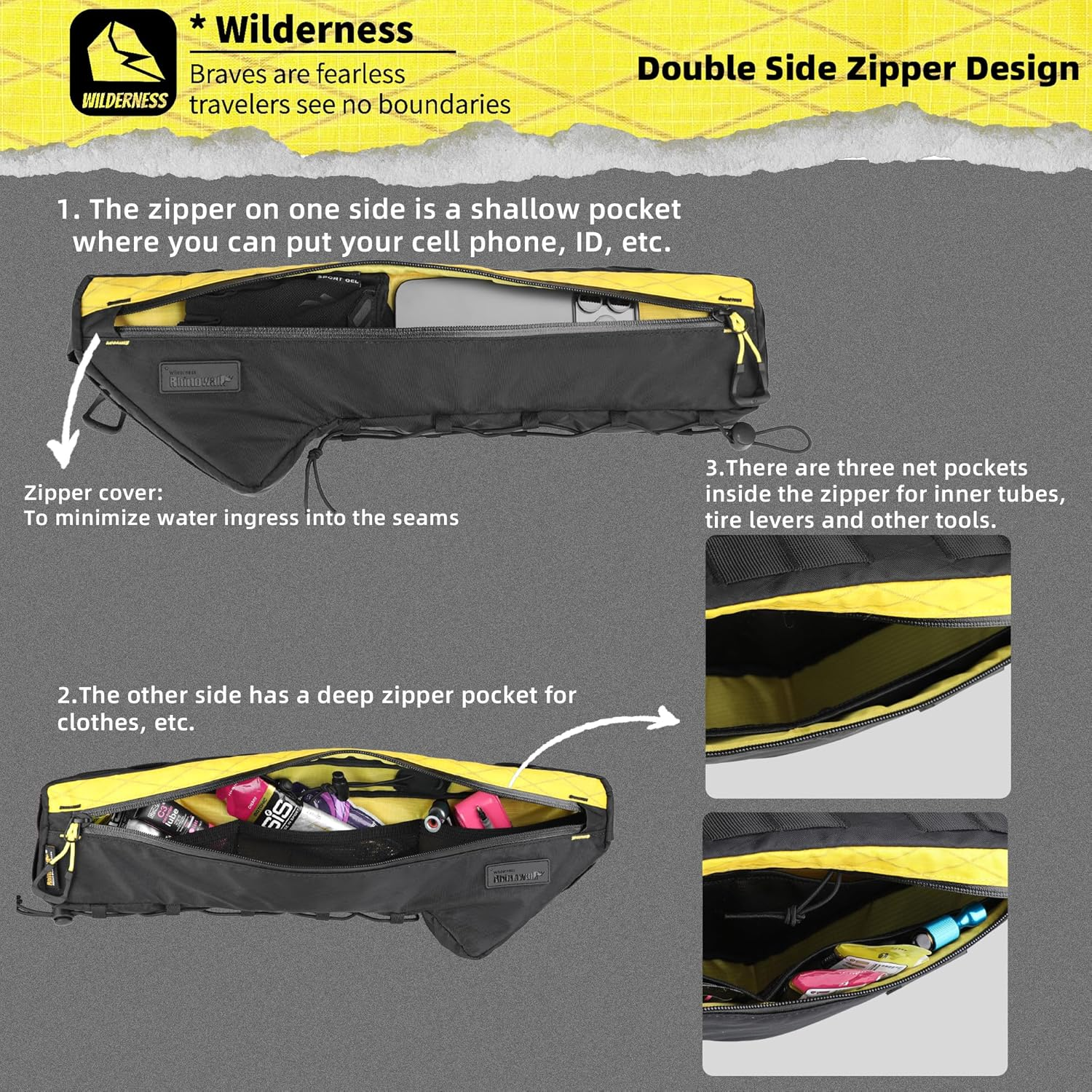 Rhinowalk Bike Bag Bike Frame Bag Waterproof Bike Triangle Bag 2.7L Bicycle Pouch under Tube Bag Professional Cycling Accessories(L) image number 4