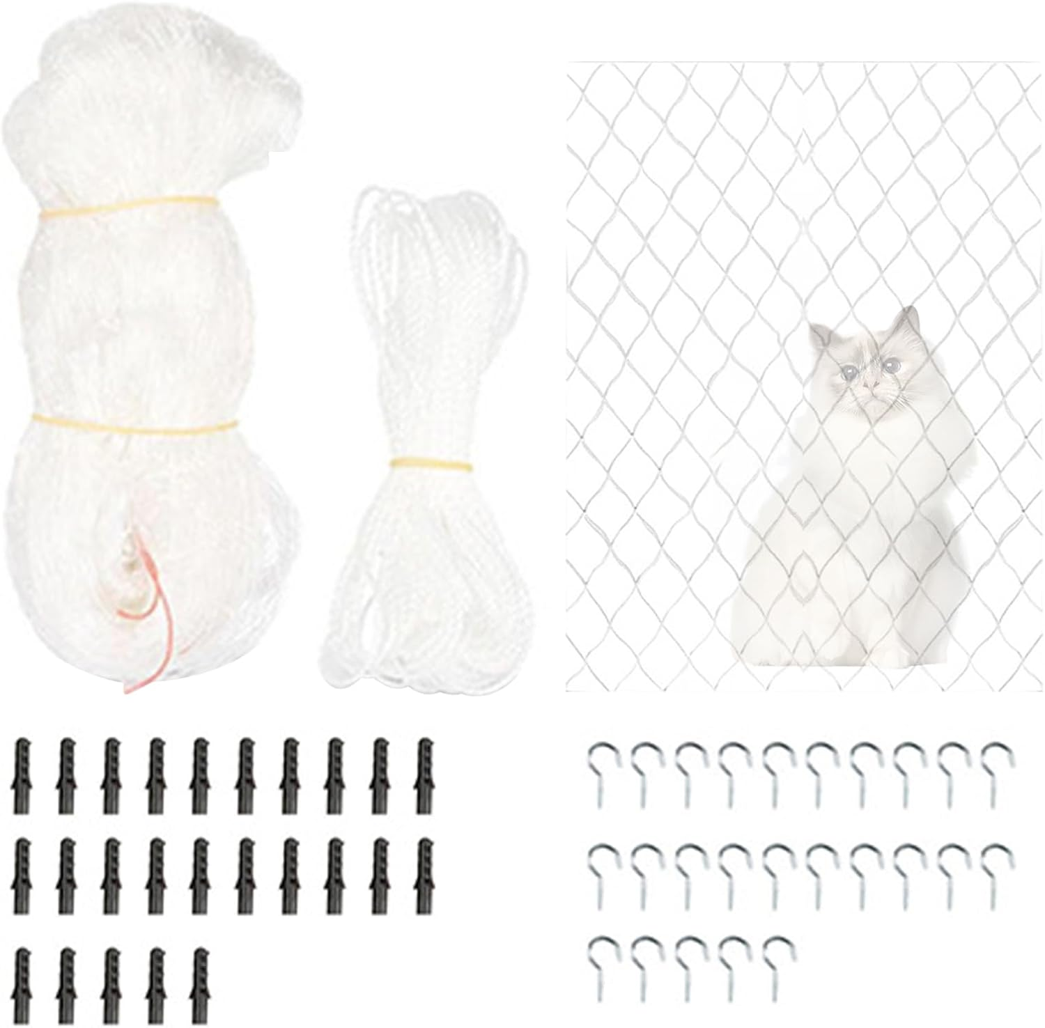 Netting Cat Safety,Mesh Cat Safety Barrier for Patio to Prevent Fall - Reinforced Pet Screen Guard Netting for Window, Patio Deck, Doorway, Stairs