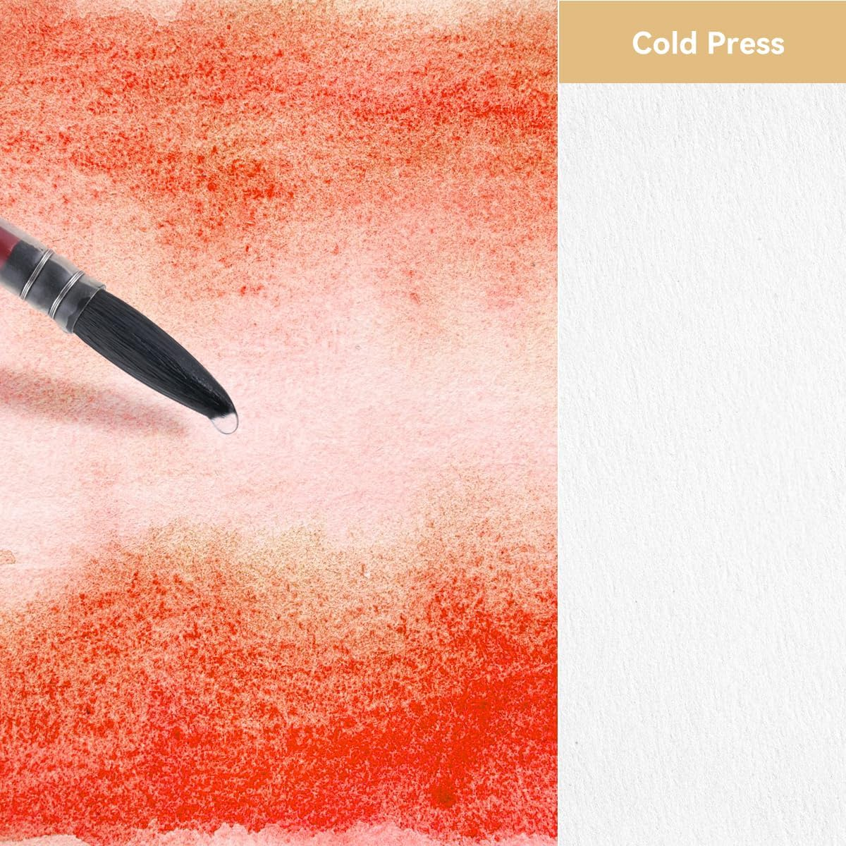 LIGHTWISH Watercolor Sketchbook,100% Cotton Acid Free Watercolor Journal,300Gsm/140Lb Cold Press Watercolor Paper for Artists,Adults,Students,20 Sheets,9.25 * 6.3 Inches - Yellow-Brown Cover image number 5