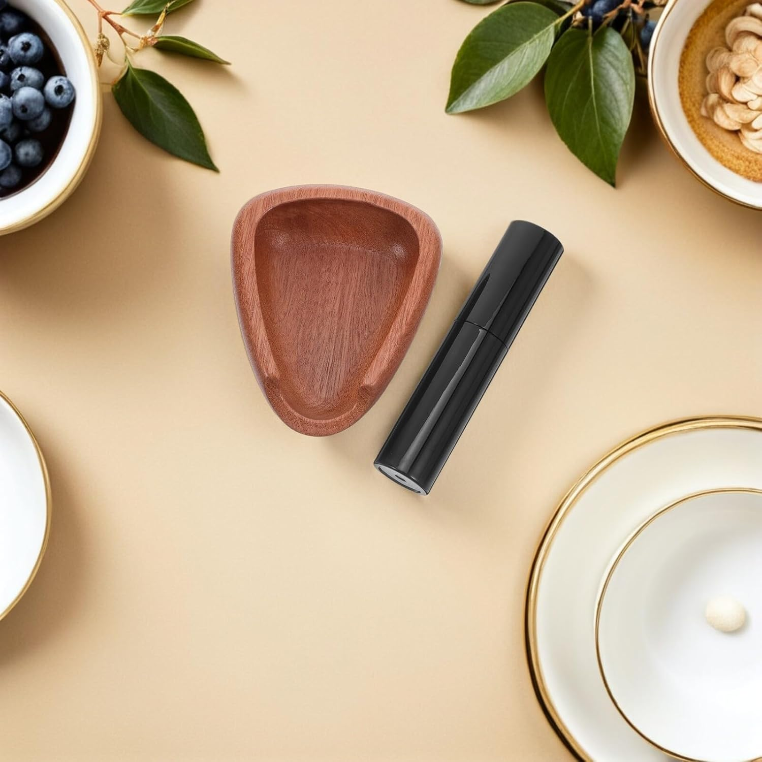 VINTORKY Wooden Coffee Bean Dosing Cup Set Walnut and Sapele Wood, Anti-Static Spray Bottle Included, Espresso Coffee Bean Weighing Dish for Home Brewing and Tea Storage image number 4