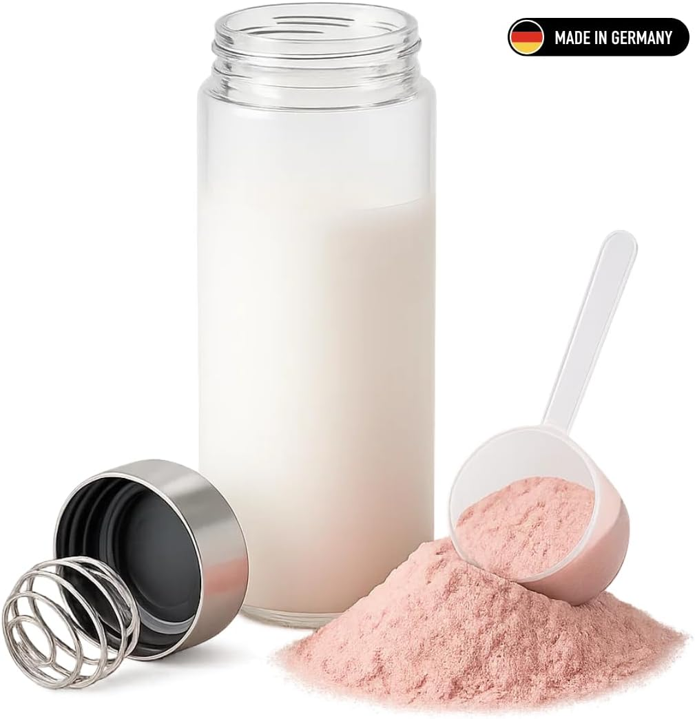 GLASFABRIK Premium Glass Shaker Protein Shake 500 Ml Bpa-Free Glass Bottle with Stainless Steel Ball Sustainable Protein Shaker Made of Glass Tasteless and Leak-Proof German Brand Quality image number 3