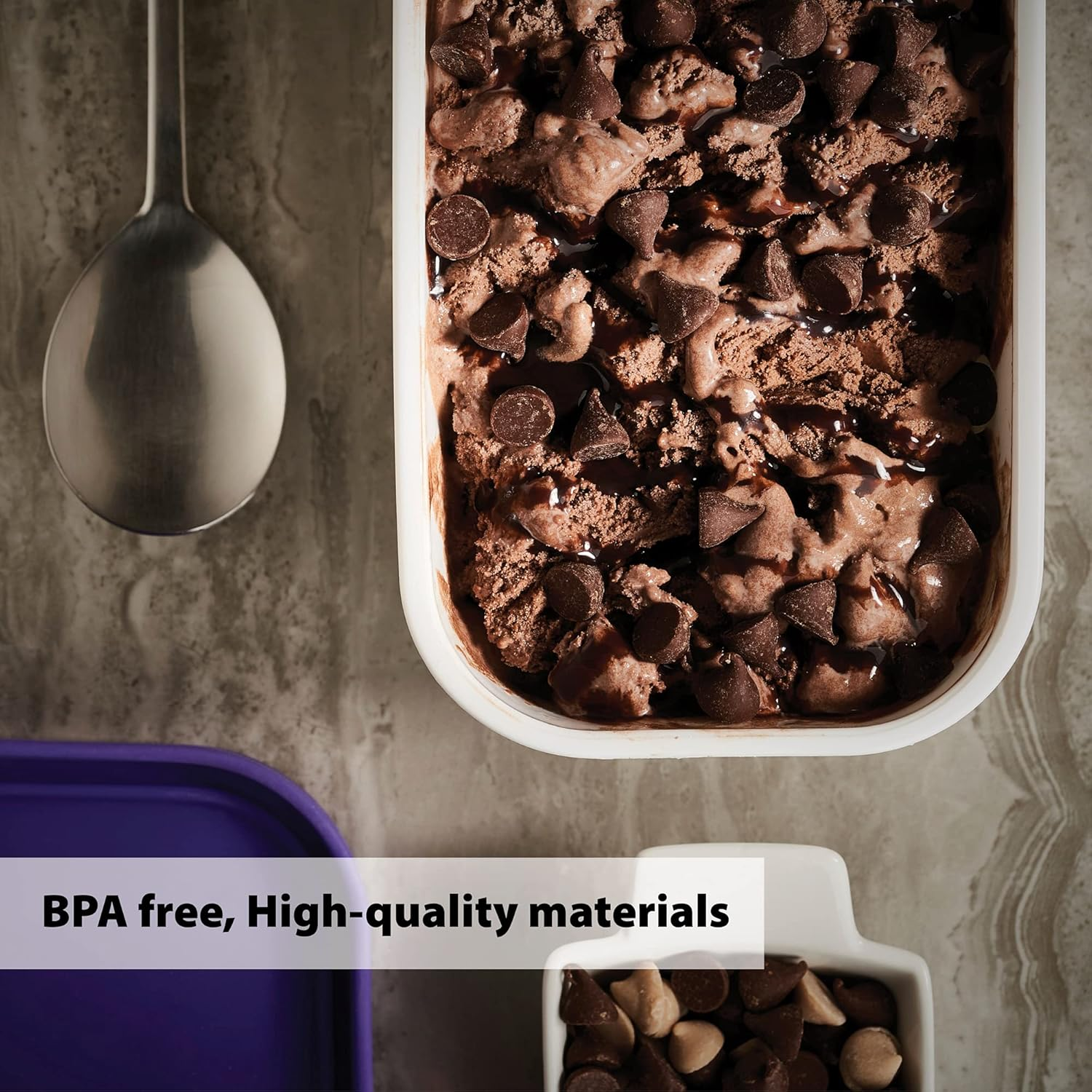 Premium Ice Cream Containers Set of 2 with Size of 1.6 Quart- Perfect for Homemade Ice Cream, Sorbet, Frozen Yogurt and Gelato - Stackable Pint Containers W/Lids and Sticker to Store Easly in Freezer