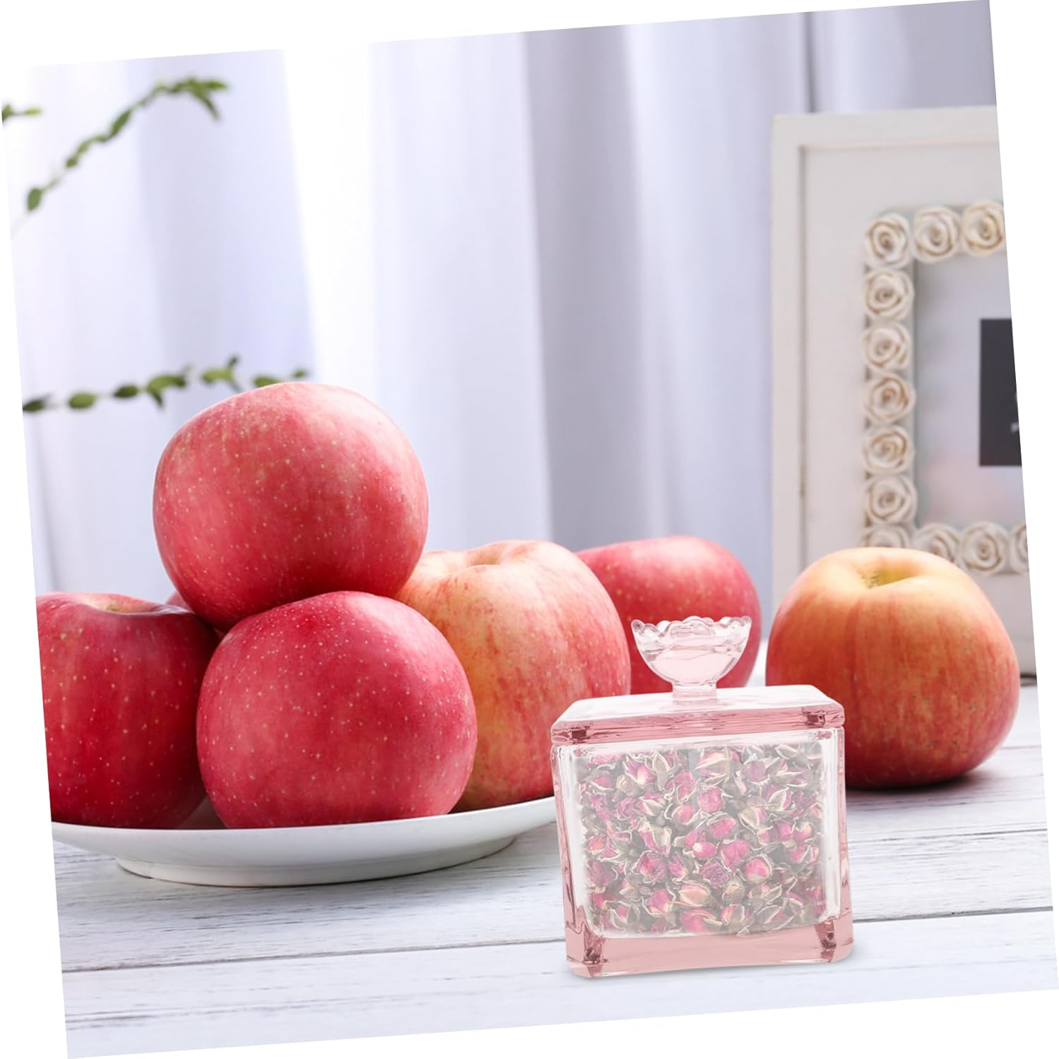 BUGUUYO Embossed Flower Glass Canisters Airtight Tea Sugar Storage Jars for Home Commercial Use image number 6