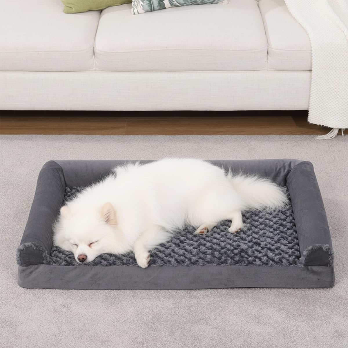 Oasis Finds Dog Beds for Large Dogs, Sofa Dog Bed Waterproof Dog Couch Bed,Memory Foam Anxiety Pet Bed Warm Mattress Cushion with Washable Cover, 90 * 80 * 16Cm image number 4