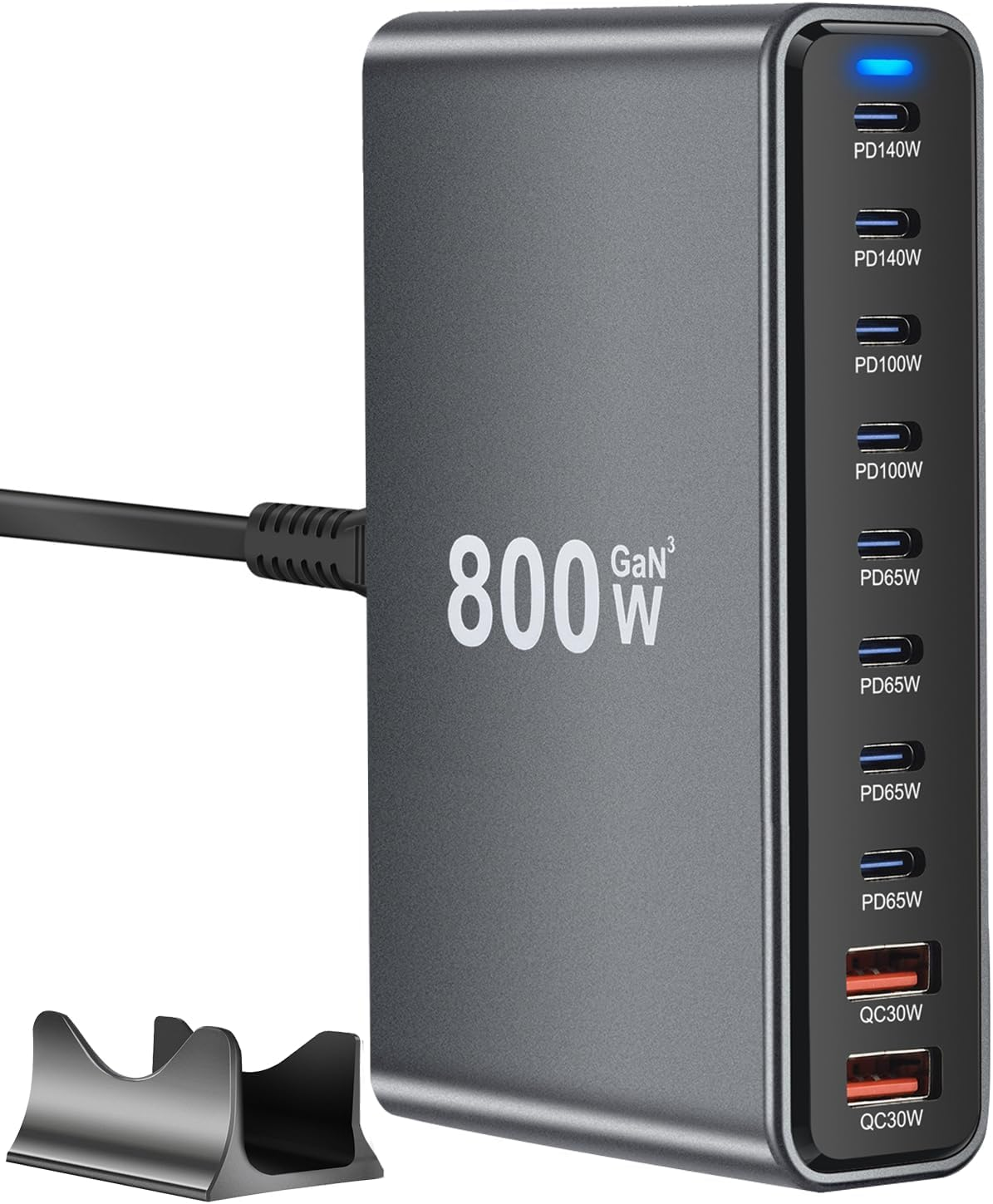 Cyperever 800W USB C Fast Charger Block,10 Port USB Charging Station,Gan III 10-Port Fast Charging Station Hub,Pd 3.1 140W Laptop Charger Adapter Compatible with Macbook,Dell,Steam Deck,Iphone Galaxy image number 1