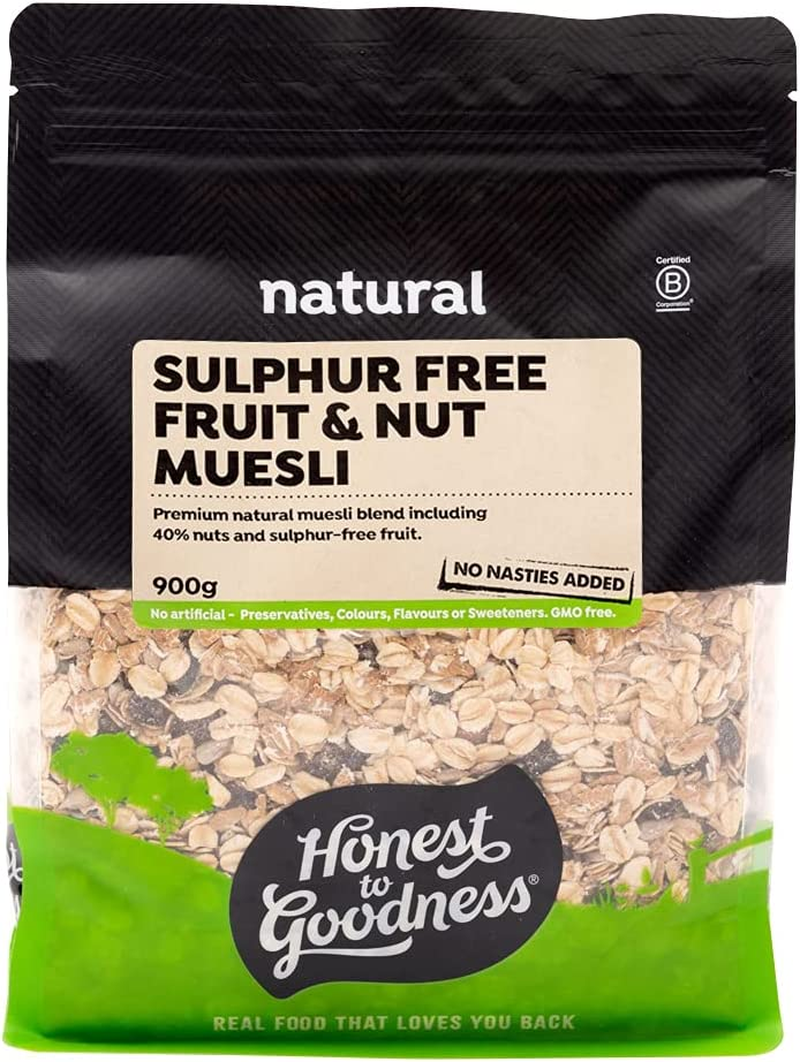 Honest to Goodness, Sulphur Free Fruit & Nut Muesli, 900G - a Handcrafted Blend, Made from Premium Ingredients. to Make Bircher Muesli or Enjoyed with Fresh Fruit. image number 2