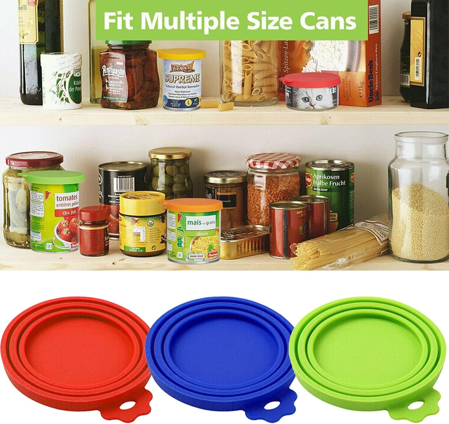 2Pc Pet Food Can Cover Lid Dog Cat Pet Tin Silicone Reusable Storage Cap Silicone Can Covers with Food Safe (Green(2Pcs)) image number 1