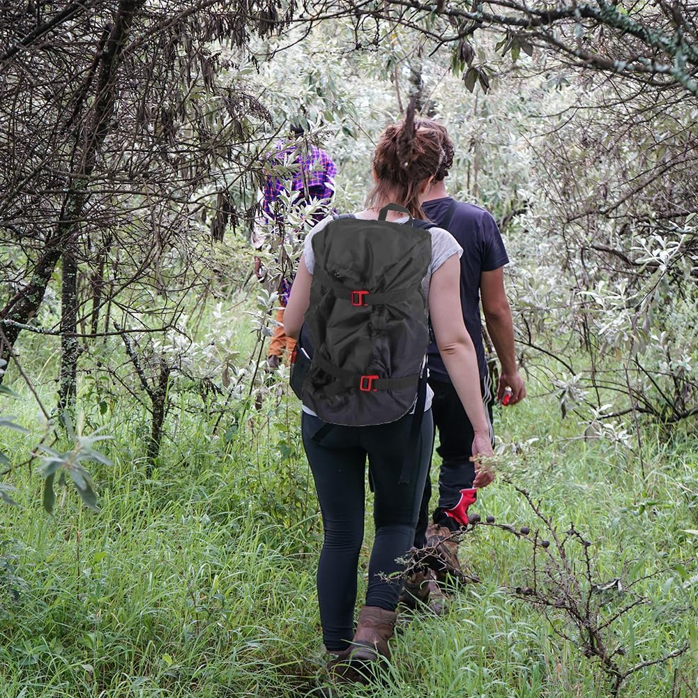 Rock Climbing Rope Bag, Arbor Rope Storage Bag Foldable Backpack with Large Rope Tarp Adjustable Shoulder Straps Waterproof Oxford Large Capacity Ultralight Outdoor Hike Gear Equipment(Black)