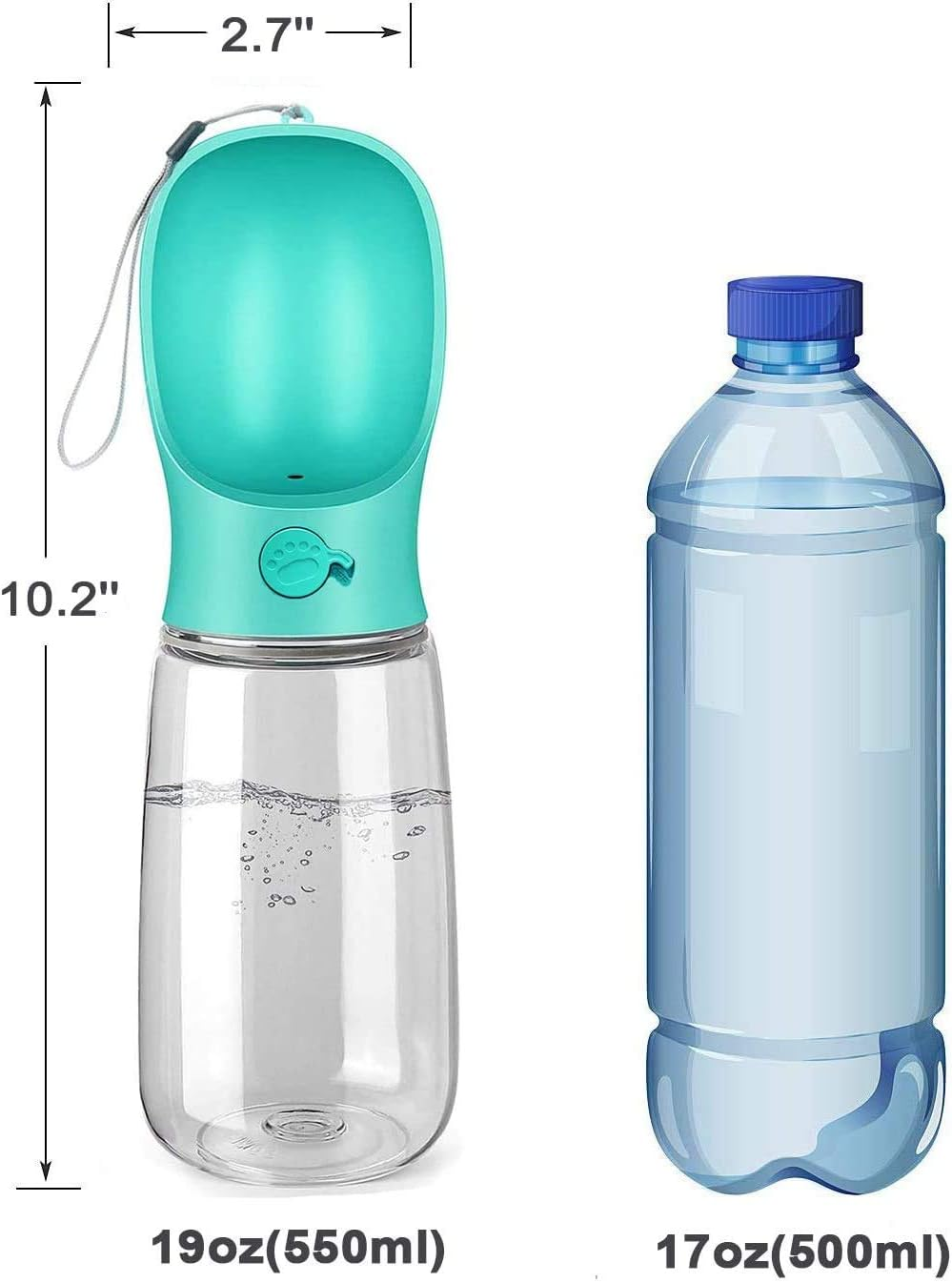 CHANCCI Dog Water Bottle, Leakproof Portable Water Dispenser with Drinking Feeder for Outdoor Walking Hiking Camping, Pet Water Drinking Bowl for Cat Puppy -18Oz/550Ml,Green image number 1