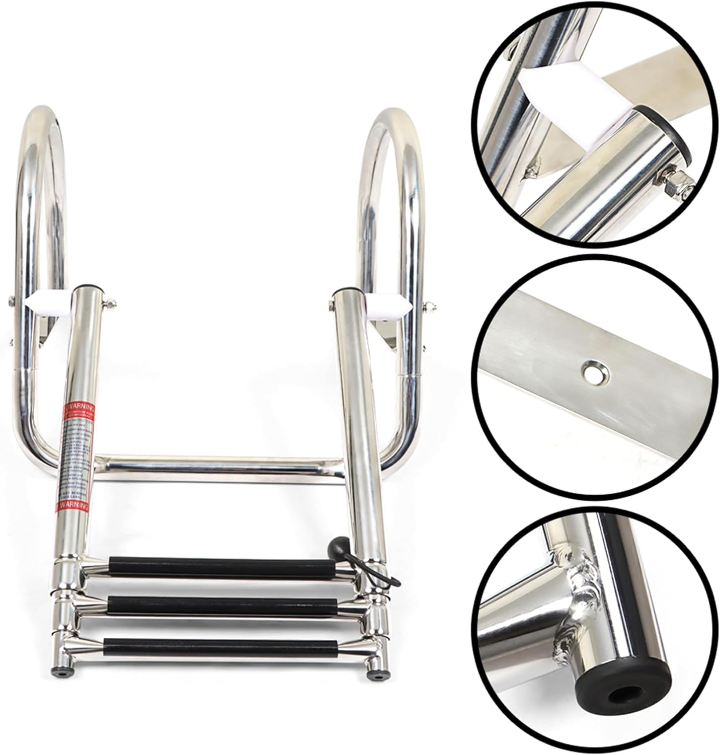 3 Steps Stainless Steel Telescoping Ladder Boat Ladder Folding Dock Ladder Replacement for Marine Boat Yacht Swimming Pool image number 1