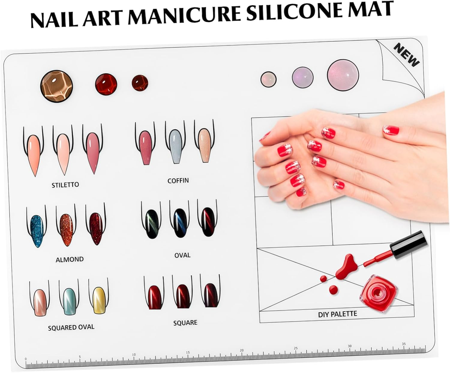 Beaupretty Acrylic Nail Training Mat, Manicure Art Practice Mat Silicone Trainer Sheet Practice Pad Nail Tool for Acrylic Fingernails image number 3