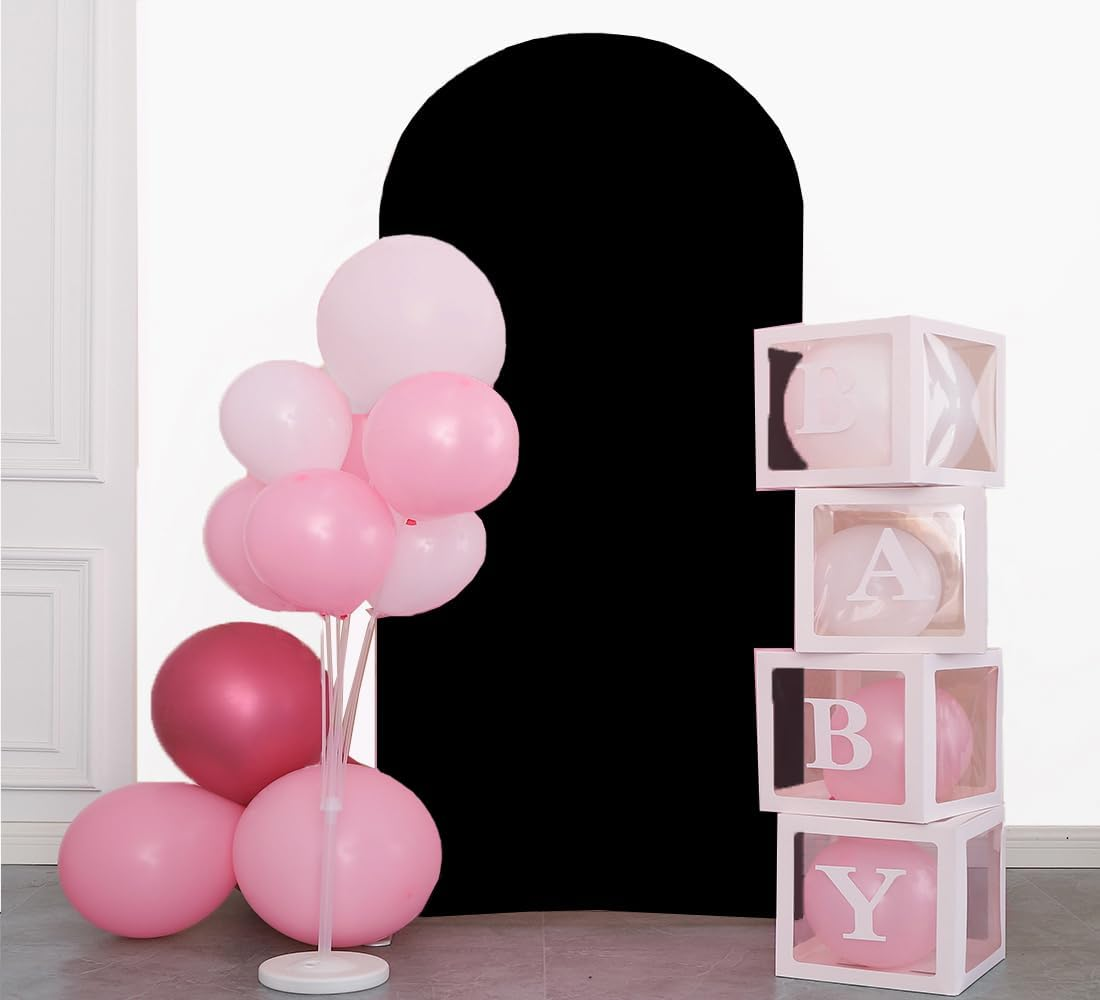 Black Wedding Arch Cover 7.2 FT, 7.2 FT Arch Backdrop Cover, Black Arch Backdrop Stand Cover for Party Celebration Proposal Birthday image number 6