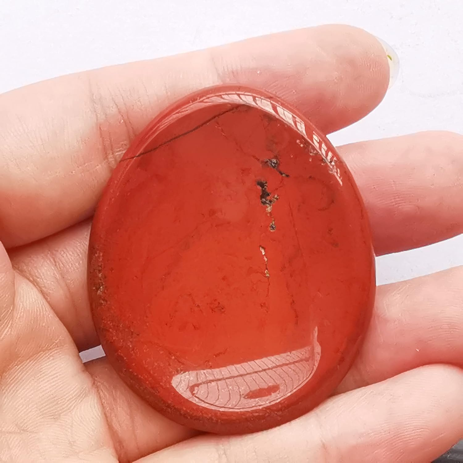 Natural Red Jasper Water Drop Chakra Thumb Worry Stone,Stress Relax Healing Reiki Crystal Pocket Palm Stones - Black Obsidian image number 6
