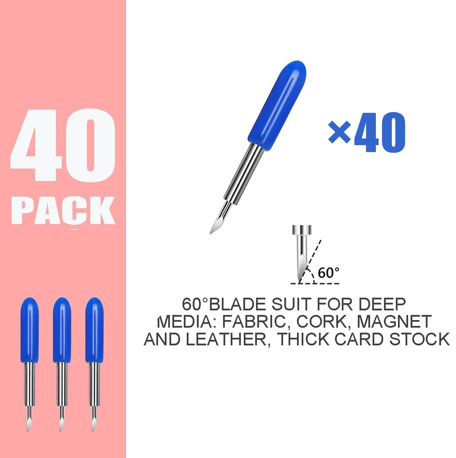 40PCS 60 Degree Deep Cut Replacement Blades for Explore Air 2 Air Maker Expression Vinyl Fabric Cutting Blades image number 6