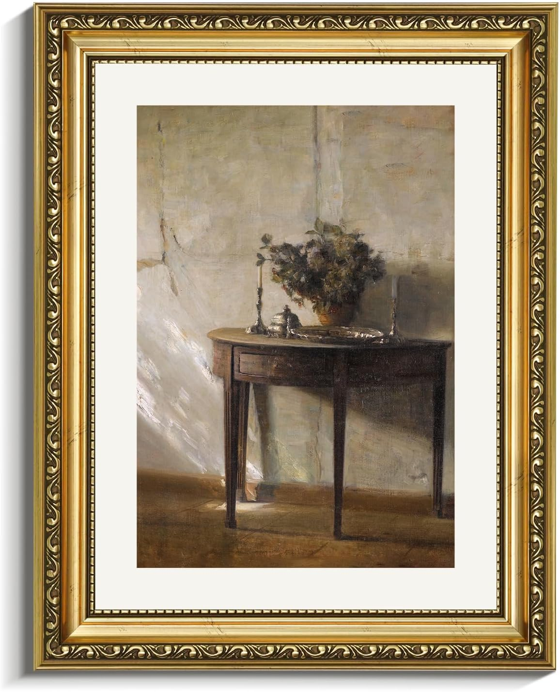 VIYYIEA Vintage Gold Framed River Wall Art, Bedroom Living Room Nature Scenery Picture Wall Decor, Canvas Prints, Antique Frame Landscape Paintings Home Classic Decor,11X14 Inch