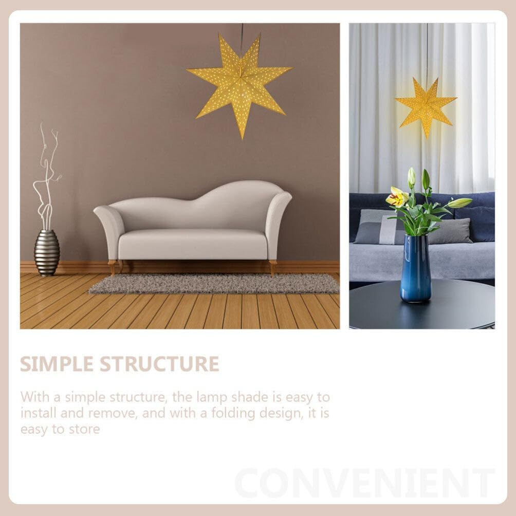 Ciieeo 5Pcs White Hanging Paper Star Lantern Lampshade 3D Large Paper Star 7 Pointed for Xmas Wedding Holiday image number 6