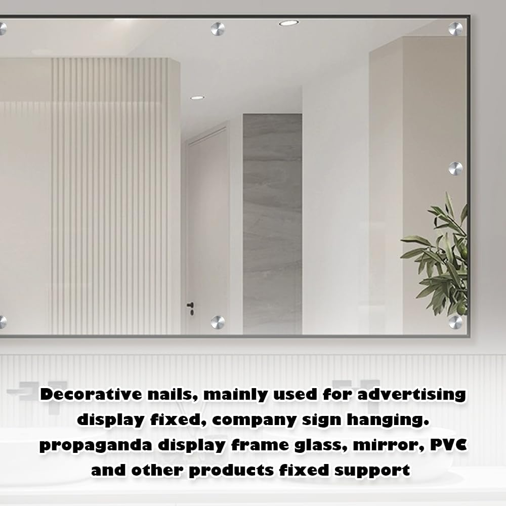 20Pcs Chrome Screw Cover Caps, Decorative Dome Caps for Mirror Screws, Furniture & Fixtures, Secure Clip-On Design (Silver, 10Mm) image number 3