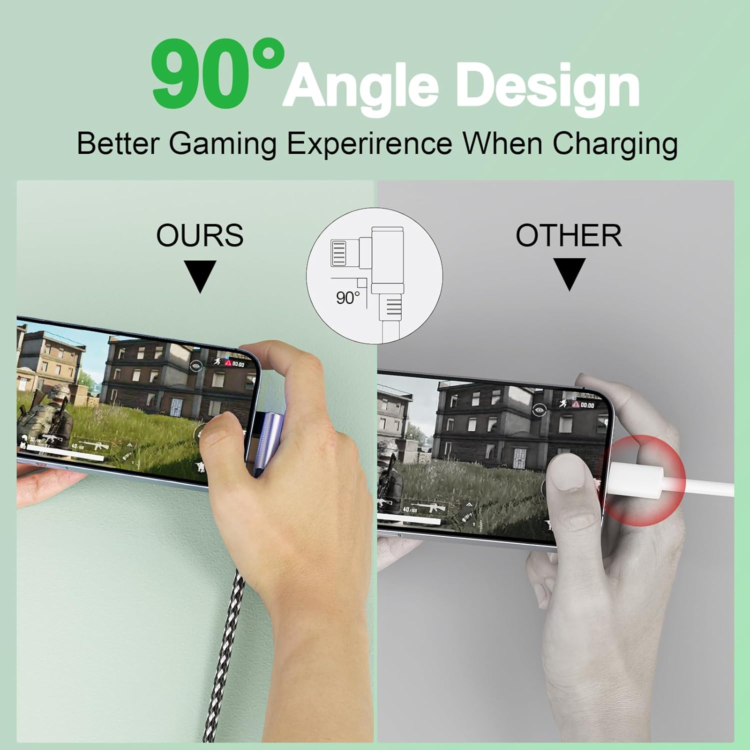 Long Iphone Charging Cable, [3Pack 2M+2M+3M] 90 Degree Right Angle USB a to Light Ning Cable, Nylon Braided 6FT 10FT Long Fast Charger Cord for Iphone 14 13 12 11 Pro Max Xs Xr X 8 7 6 plus SE Ipad image number 5