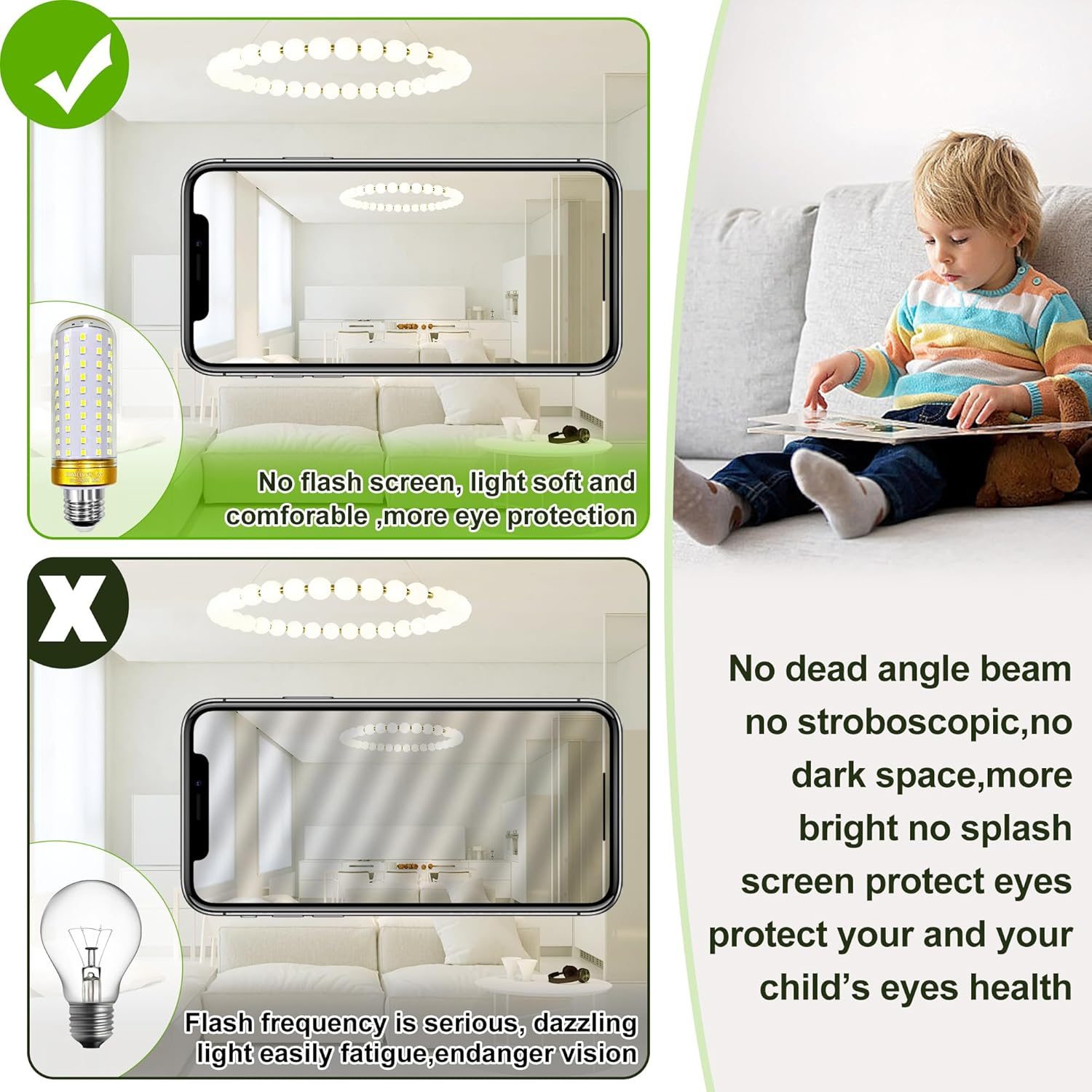 ROSY CLOUD E27 LED Bulb,20W Equivalent 200W Halogen Bulbs, 2400LM, Corn Light Bulbs for Home, Warehouse, Garden Lighting (Non-Dimmable, Warm White-E27-3 Count-Pack of 1) - 3-Color Dimming(E27-3 Count) image number 3