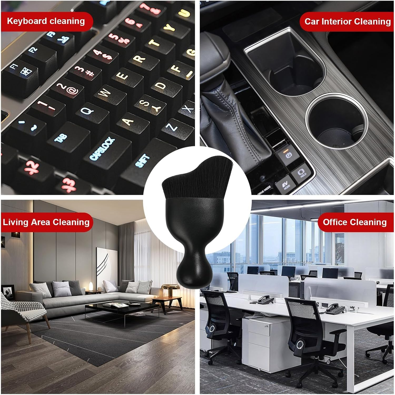 Car Detailing Brush, Curved Soft Bristles Auto Removal Dust Collectors, Universal Vehicle Dashboard, Air Conditioner Vents, Interior Cleaning Tool Accessories (2PCS) (Black) image number 4