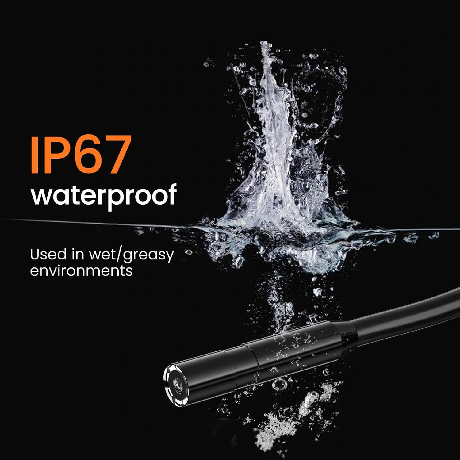 Blueswan Borescope Camera with Light, 1080P Industrial Endoscope Inspection Camera with 8 LED Lights, 16.4Ft Semi-Rigid Cord Bore Scope, IP67 Waterproof Endoscope for Sewer Automotive Engine Inspect image number 3