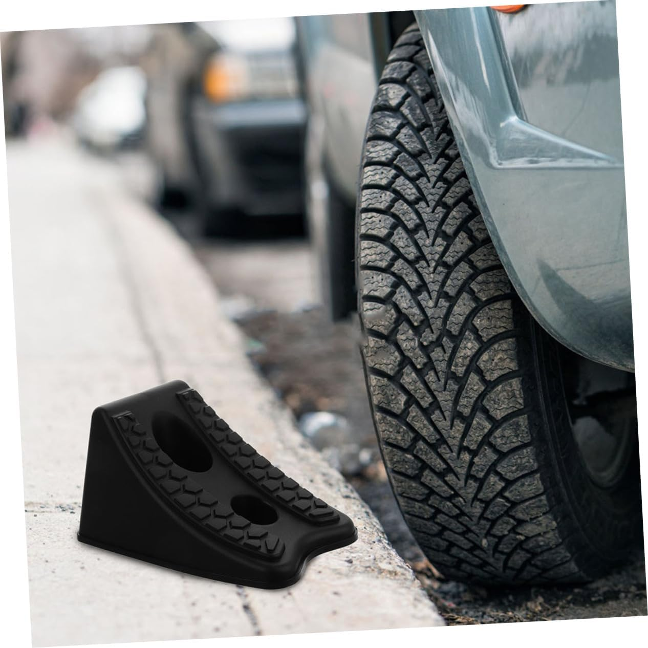 LIGHTAOTAO 2Pcs Plastic Wheel Chocks for Rvs and Semi Trucks Non Slip Tire Blocks for off Road and Road Vehicles Maximum Grip Wheel Stoppers for Safe Parking and Vehicle Positioning image number 3