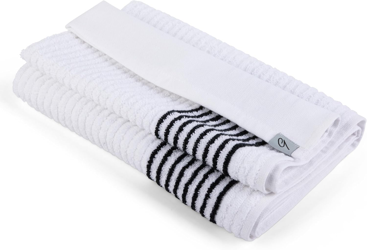 E9 GOLF Caddy Towel - Large 22" X 44" Caddie Style Golf Towel Design, Use the Same Golf Towel That Tour Players Use, Simple, Clean Design, White with Black Stripes image number 1