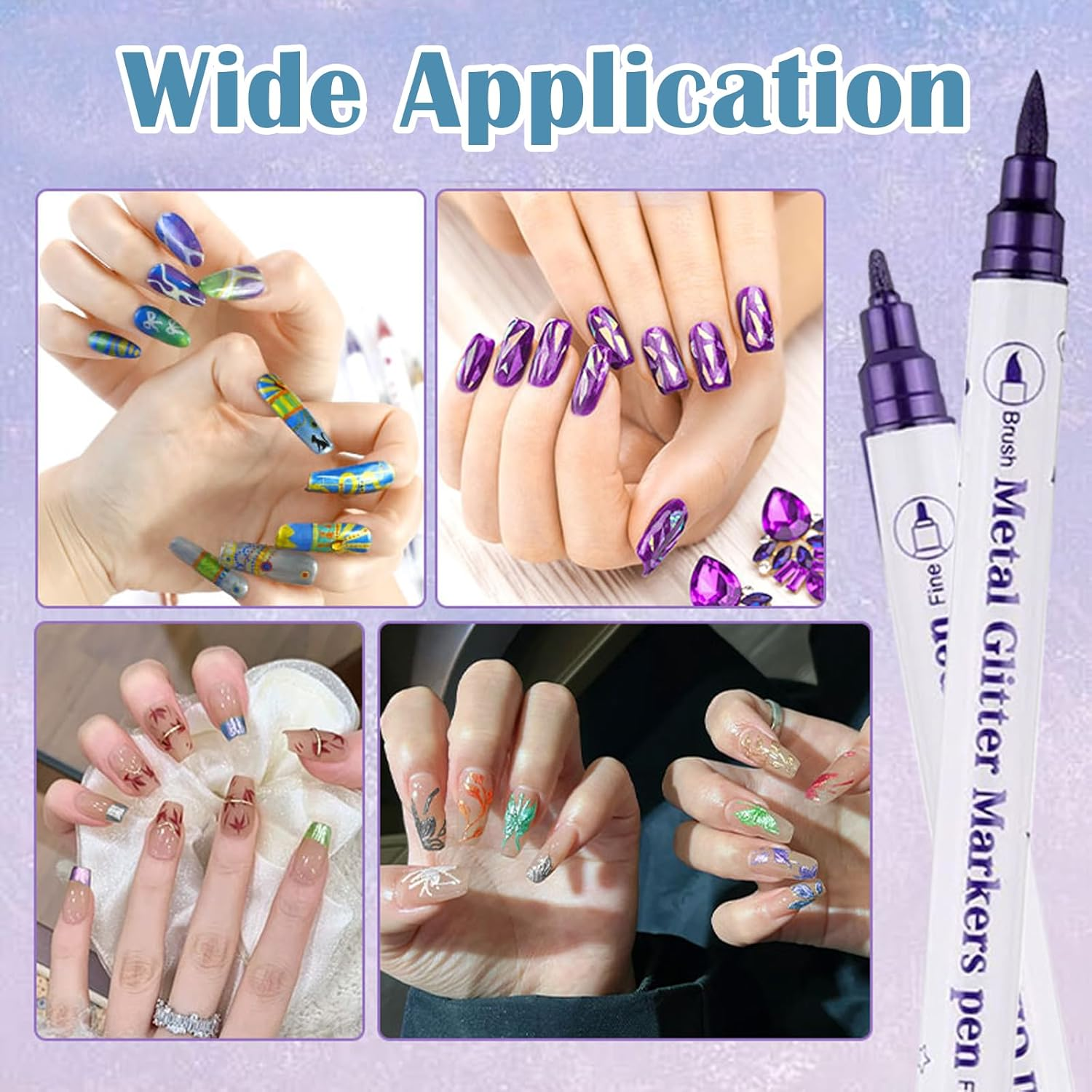 Jotia 10 Colors Nail Art Pens Set Double-Ended 3D Nail Polish Pens Dotting Liner Pen Tools for Manicure Nail DIY Decoration image number 2