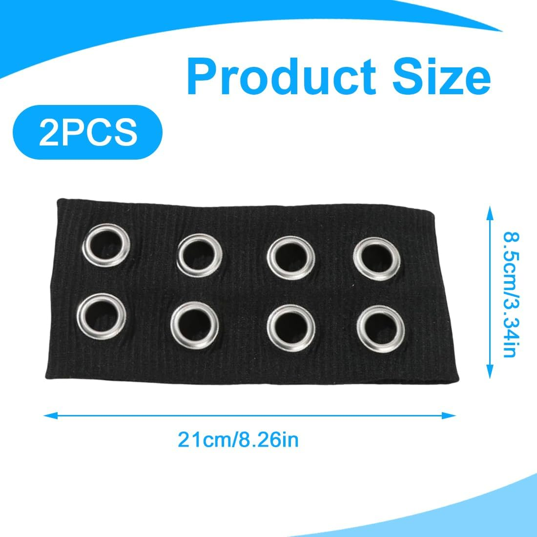 GXGM Pack of 2 Women'S Hollow Eyelets Elastic Headband, Girls Punk Wide Hair Bands, Wire Hair Bands, Ring Headband, Stretchable, Women'S Gift (Black + Wine Red) image number 1