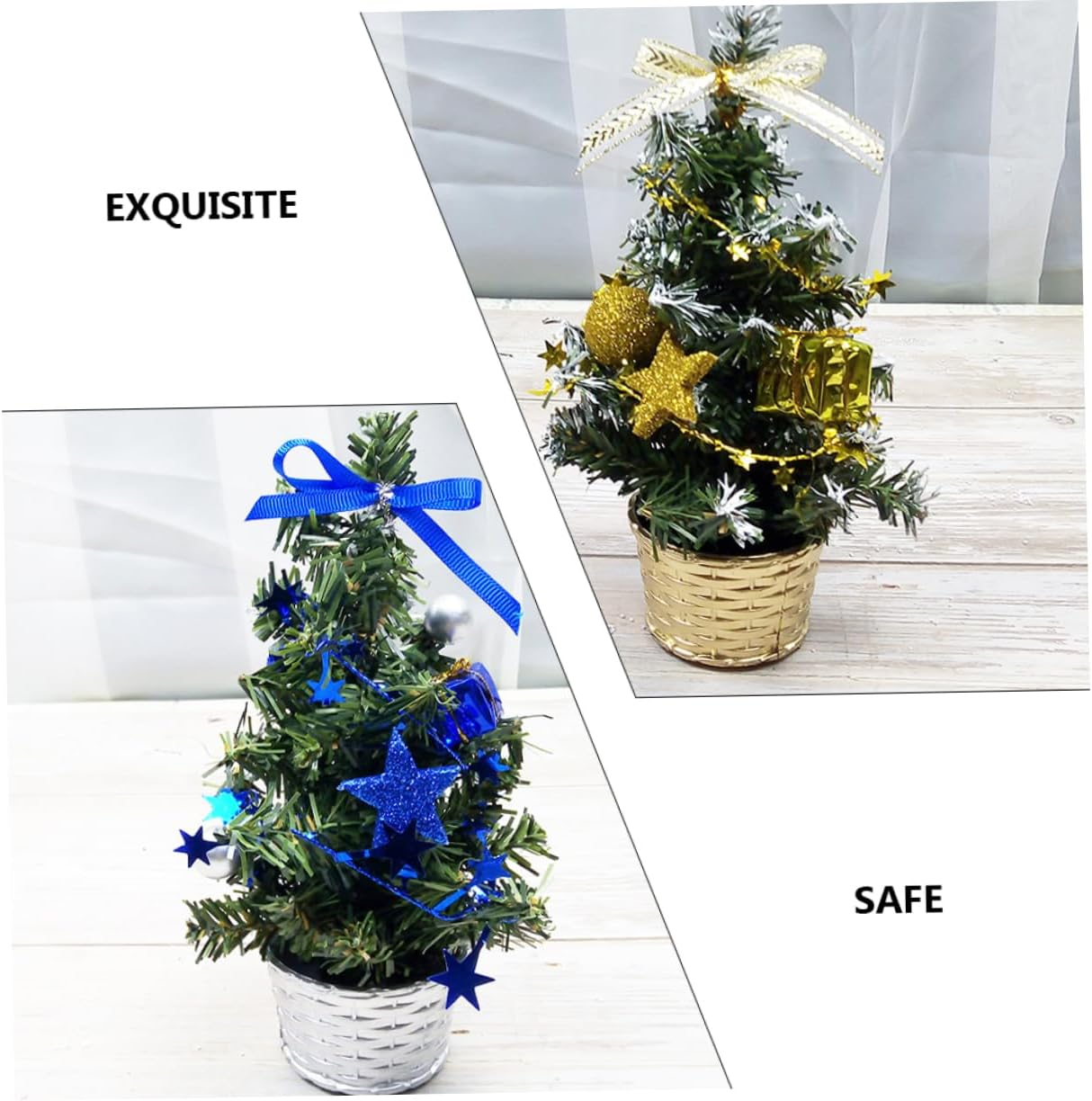 Anneome 4Pcs Adorable Mini Christmas Tree Decorative Tree for Home Party Showcase Table Ornament Christmas Decor Random Color image number 6