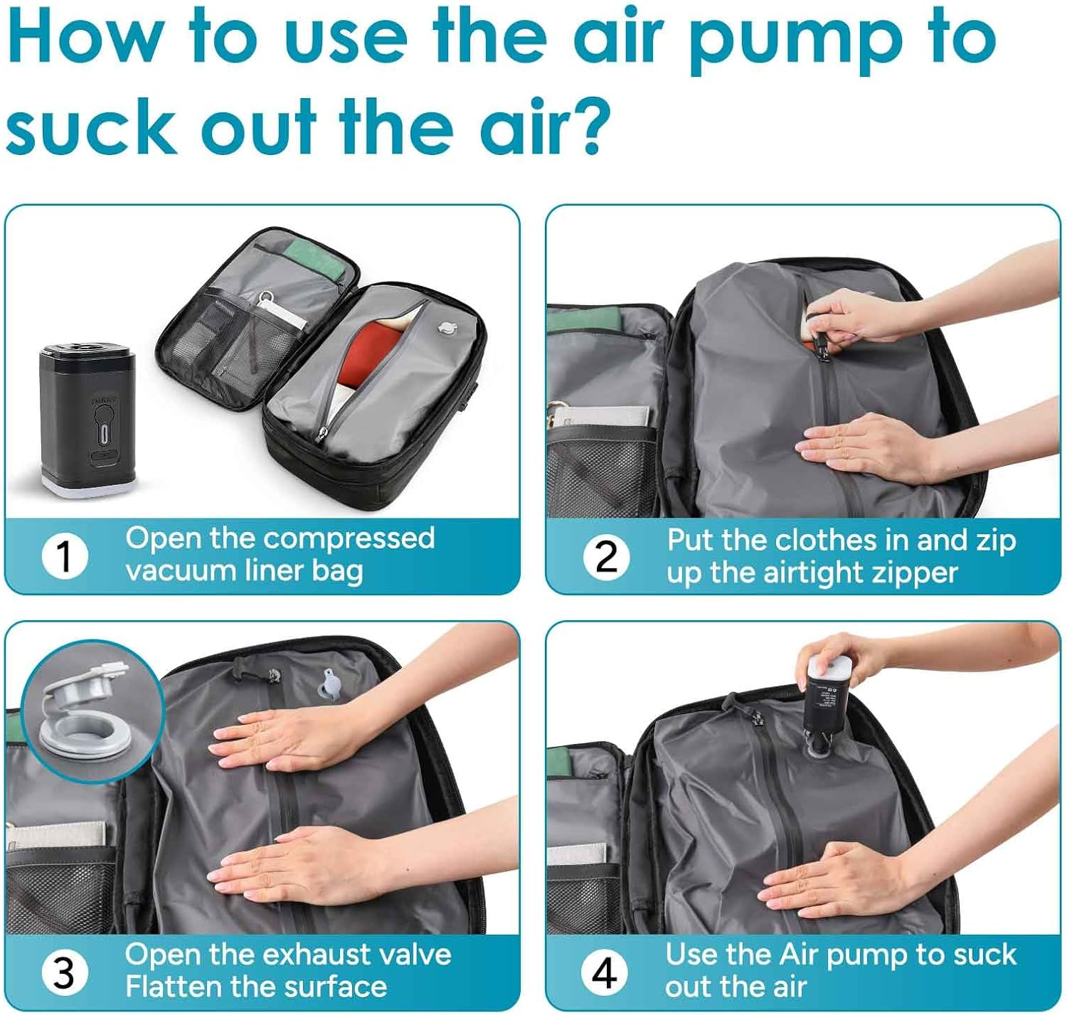 Travel Inspira Vacuum Backpack with Pump and Laptop Compartment, Large Capacity Business Rucksack with Multiple Pockets, Black image number 1