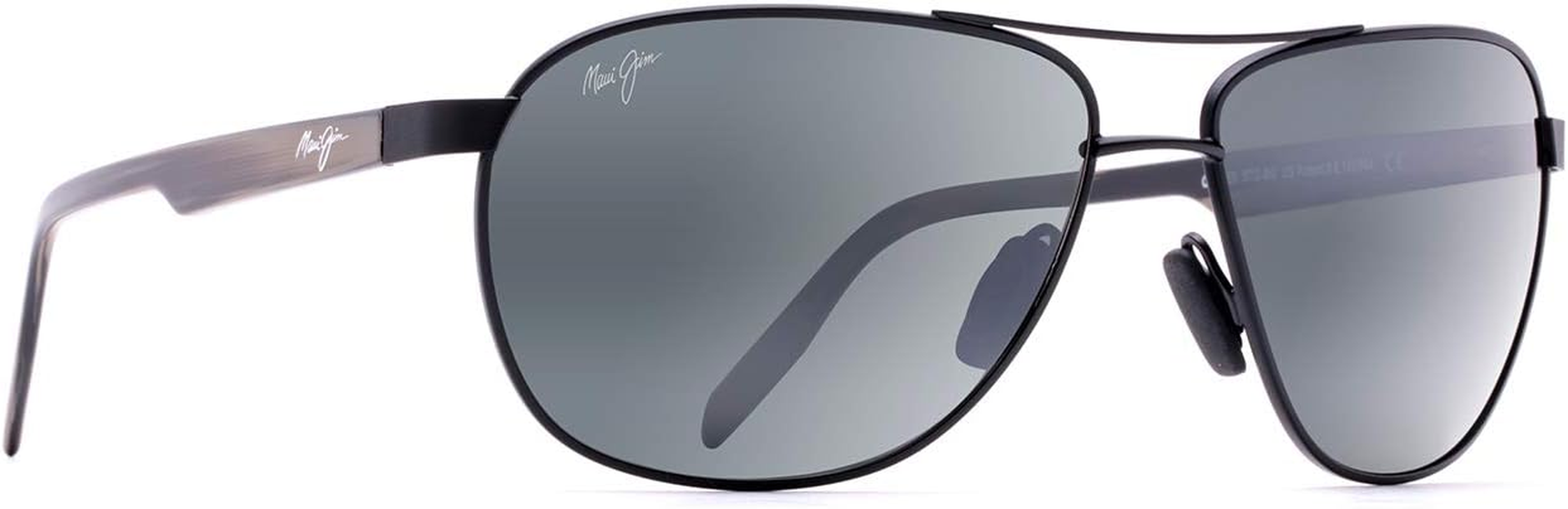 Maui Jim Castles Polarised Aviator Sunglasses - Matte Black Varnish/Dark Havana image number 6