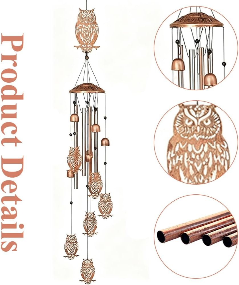 Owl Wind Chimes,Owl Shape, Wind Chime Garden Decor,For Women/Men,Wind Chime Garden Decor Outdoor,Memorial/Housewarming/Birthday/Festival Gifts,Front Yard Decor (Owl)