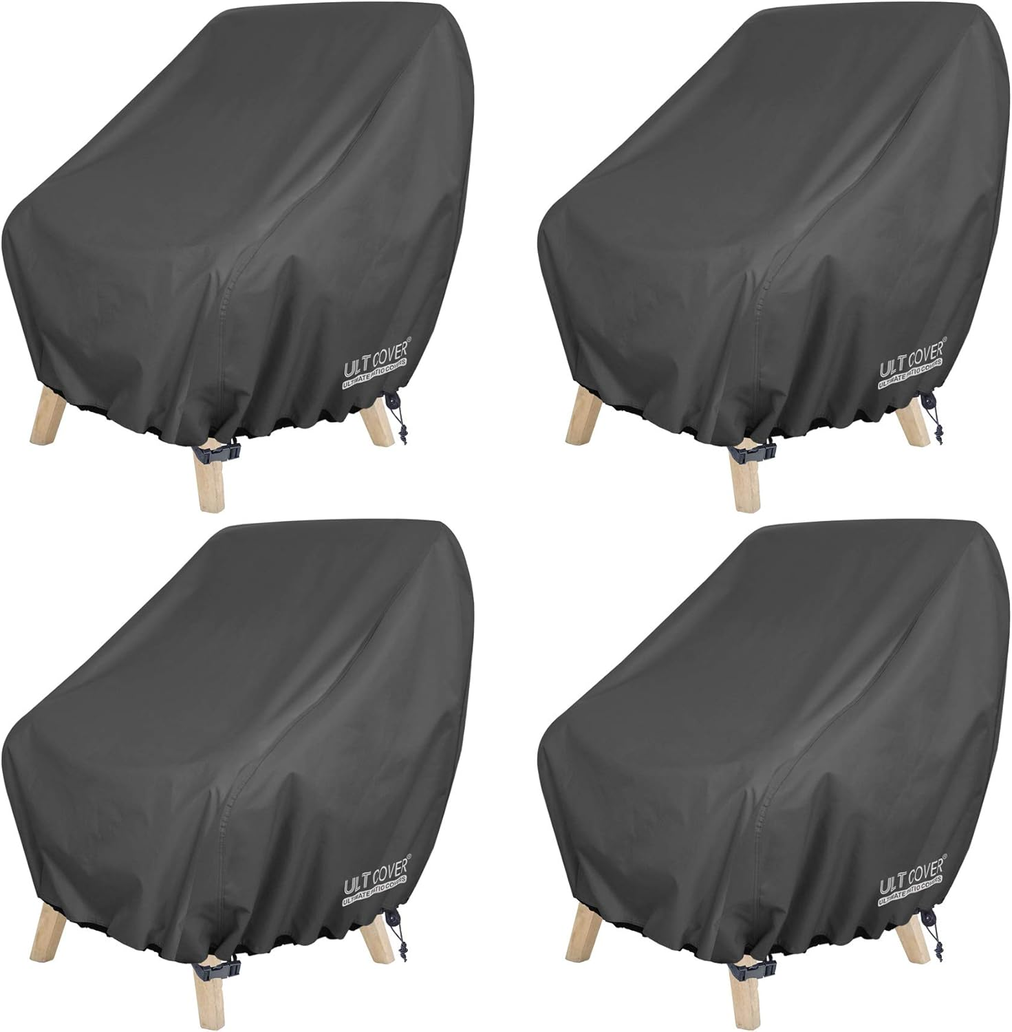 ULTCOVER Waterproof Patio Adirondack Chair Cover 4 Pack for Outdoor Chair Size Upto 32W X 35D X 36H Inch, Black