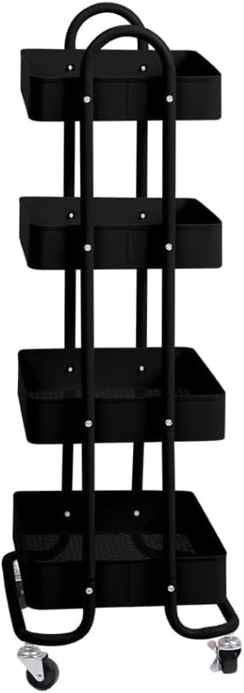 Levede 4 Tiers Kitchen Trolley Cart Steel Storage Rack Shelf Organiser Black, Metal Utility Cart, 4-Tier Kitchen Trolley with 4 Wheels, Rolling Storage Cart Trolley for Kitchen Storage & Organisation image number 2