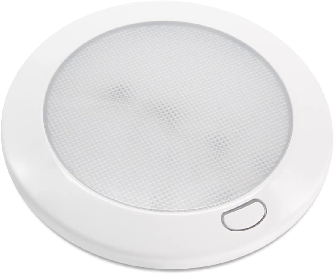 Dream Lighting 12Volt LED 8.5Inch Panel Light Dimmable Switch Cool White/Blue Interior Ceiling/Roof Lamps Rv/Caravan/Camper Trailer/Automotive/Boat/Yacht/Marine/Exhibition Hall,Surface Mounted Memory