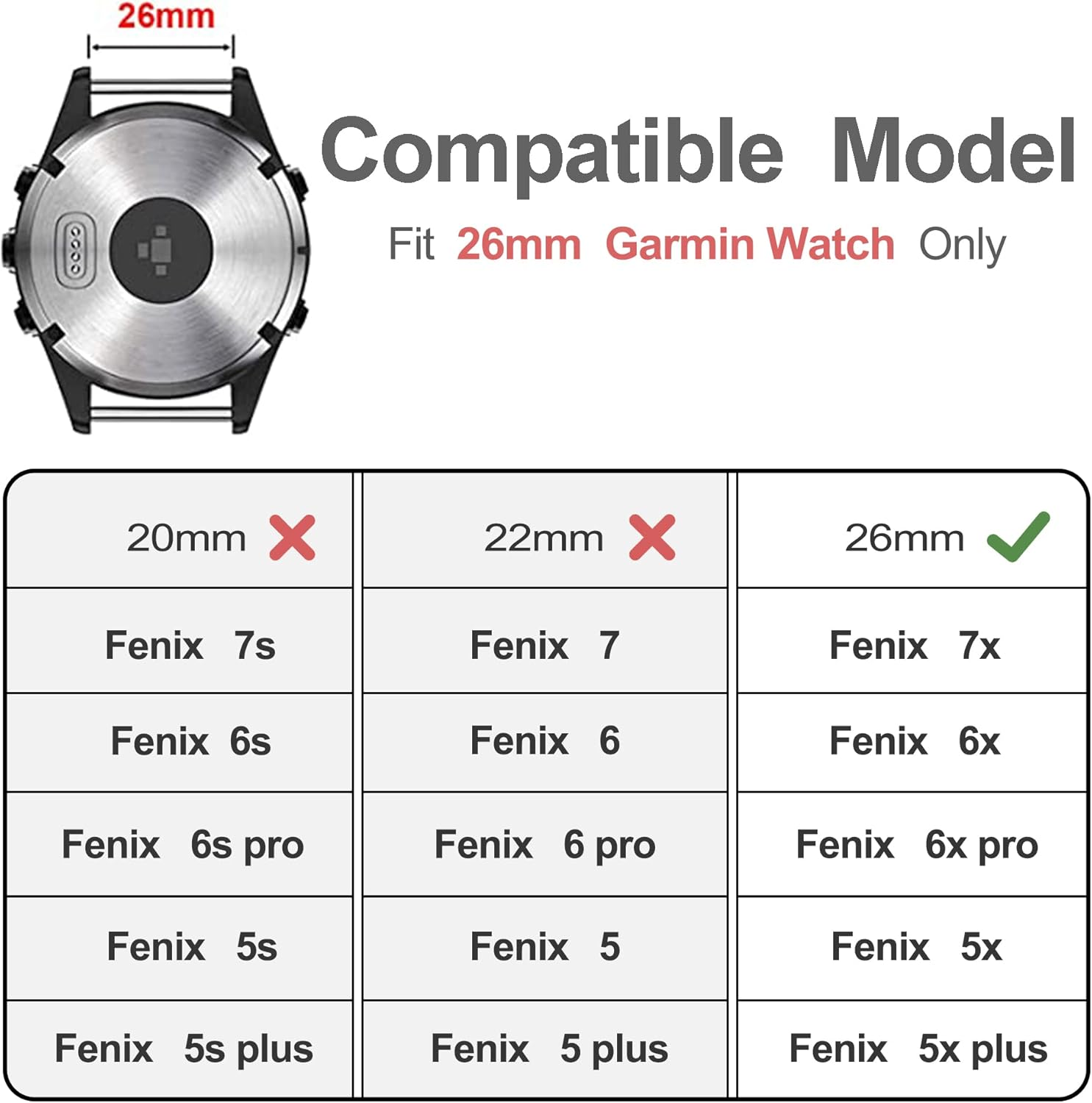 Eanwireless for Fenix 7X/6X/5X Bands Replacement, Easy Fit Stainless Steel Metal Wristband Strap Compatible for Fenix 6X Pro/Fenix 5X Plus/Descent Mk2/Fenix3/Fenix 3 HR Smartwatches