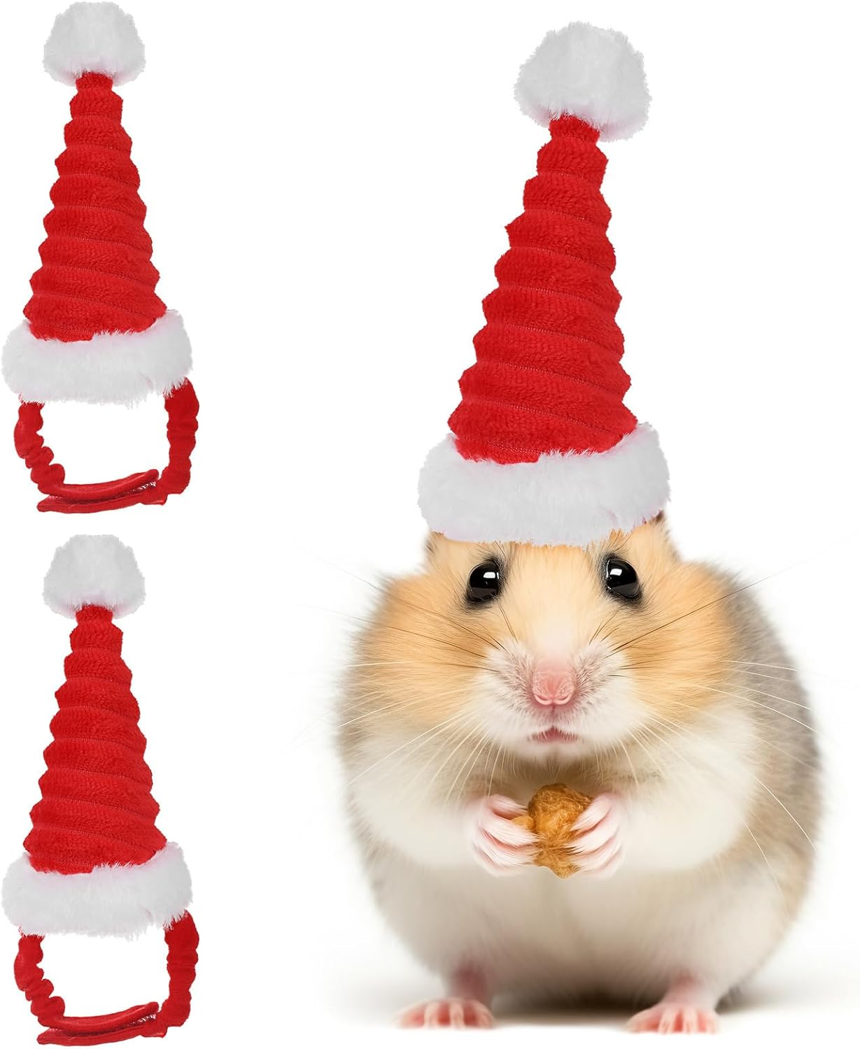 VILLCASE 2 X Cat Christmas Hat Santa Hamster Hat Christmas Small Animal Headwear Christmas Pet Outfits for Rabbits Guinea Pigs Chinchilla Kitty image number 4