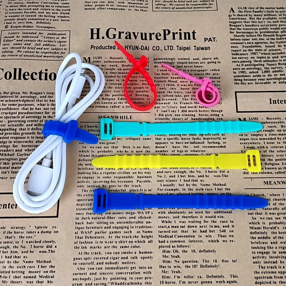40 Pcs Silicone Cord Ties Straps,Cord Organizers Zip Tie Multicolor Reusable Wire Ties Elastic Cable Organizer for Wire Management Home Office Cords Phone Computer Charging Cable image number 3