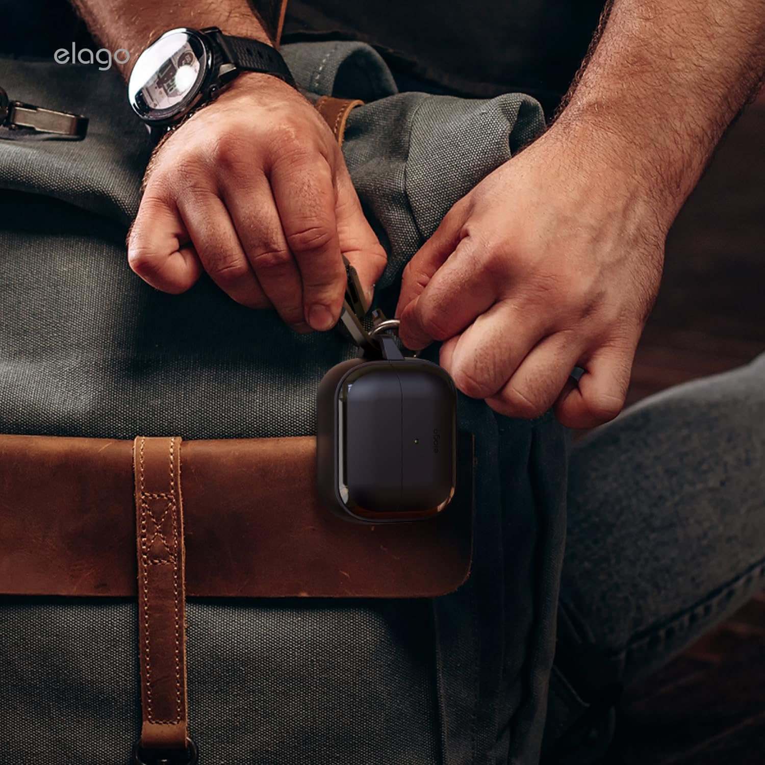 Elago EDC Case Compatible with Samsung Galaxy Buds 3 & 3 Pro & Galaxy Buds 3 FE Cover - Shock Absorbing Design, Wireless Charging, Full Body Protection (Black)