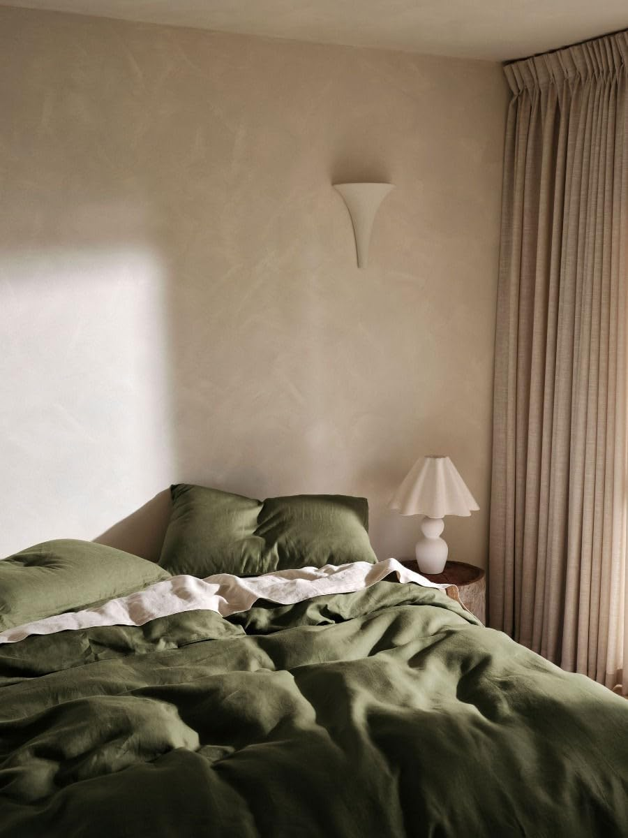 Linen House Nimes Quilt Cover Set, Moss, Double Bed